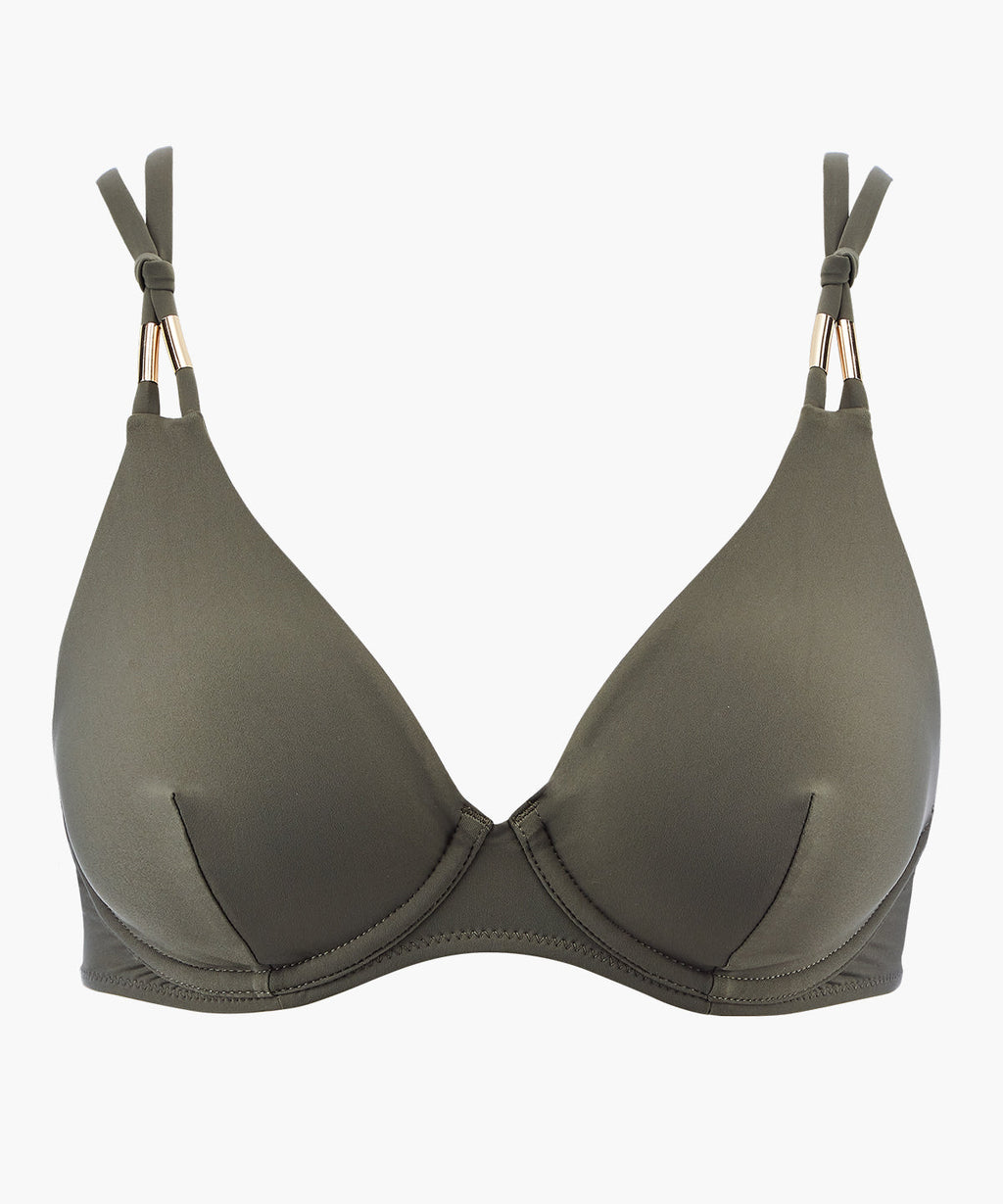 Beach Escape Haut de maillot de bain Triangle avec armatures Kaki