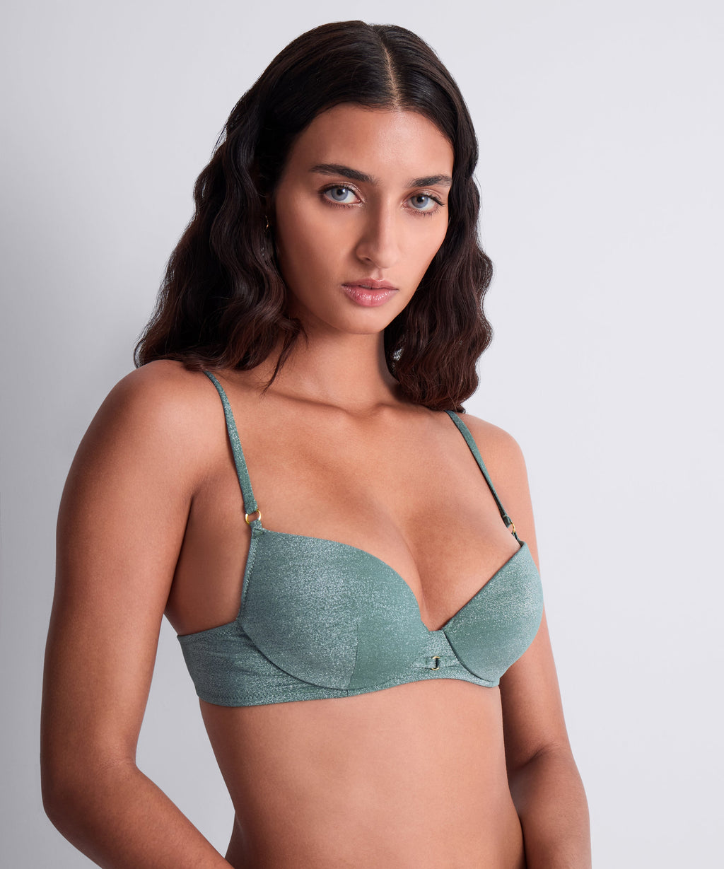 Summer Glow Haut de maillot de bain Push-up à coques Aqua