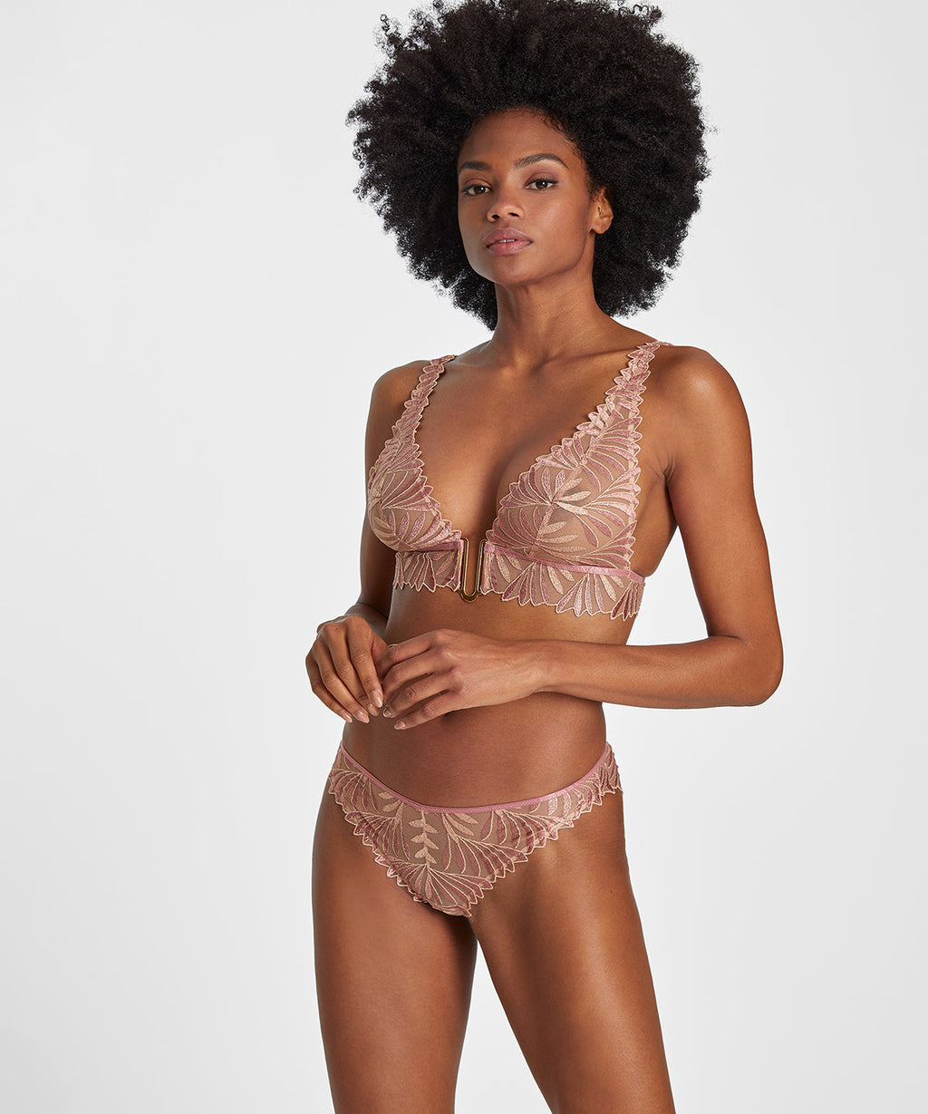 Sensory Illusion Soutien-gorge triangle bralette en soie rose