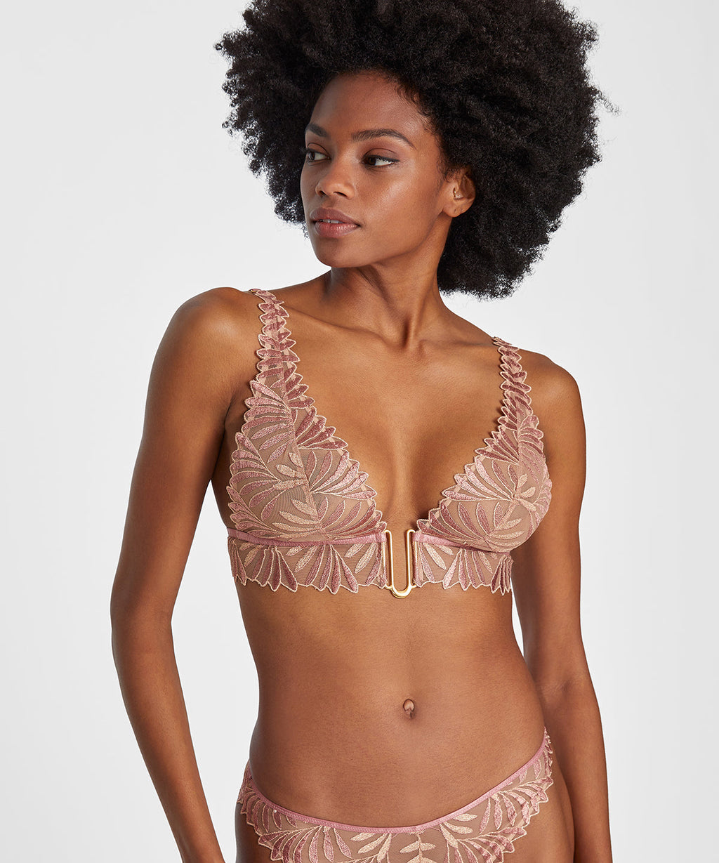 Sensory Illusion Soutien-gorge triangle bralette en soie rose