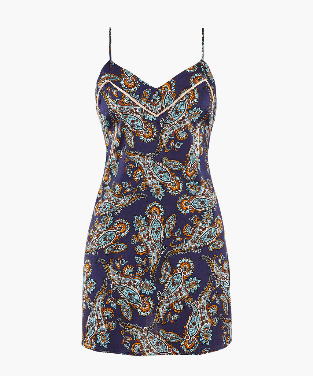 Soie de Nuit Nuisette Bleu cachemire