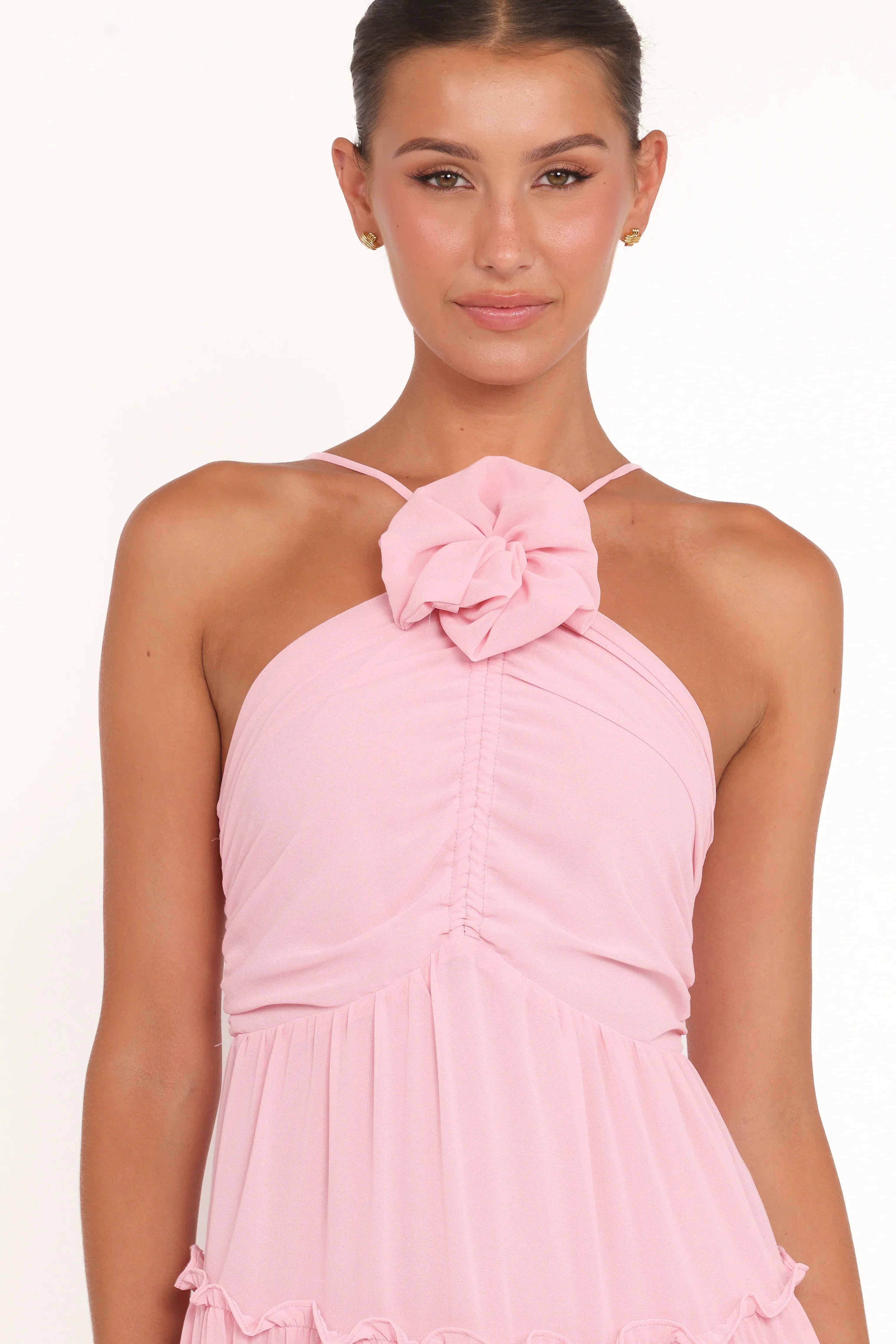 Robe longue Dottie à encolure dos nu – Rose