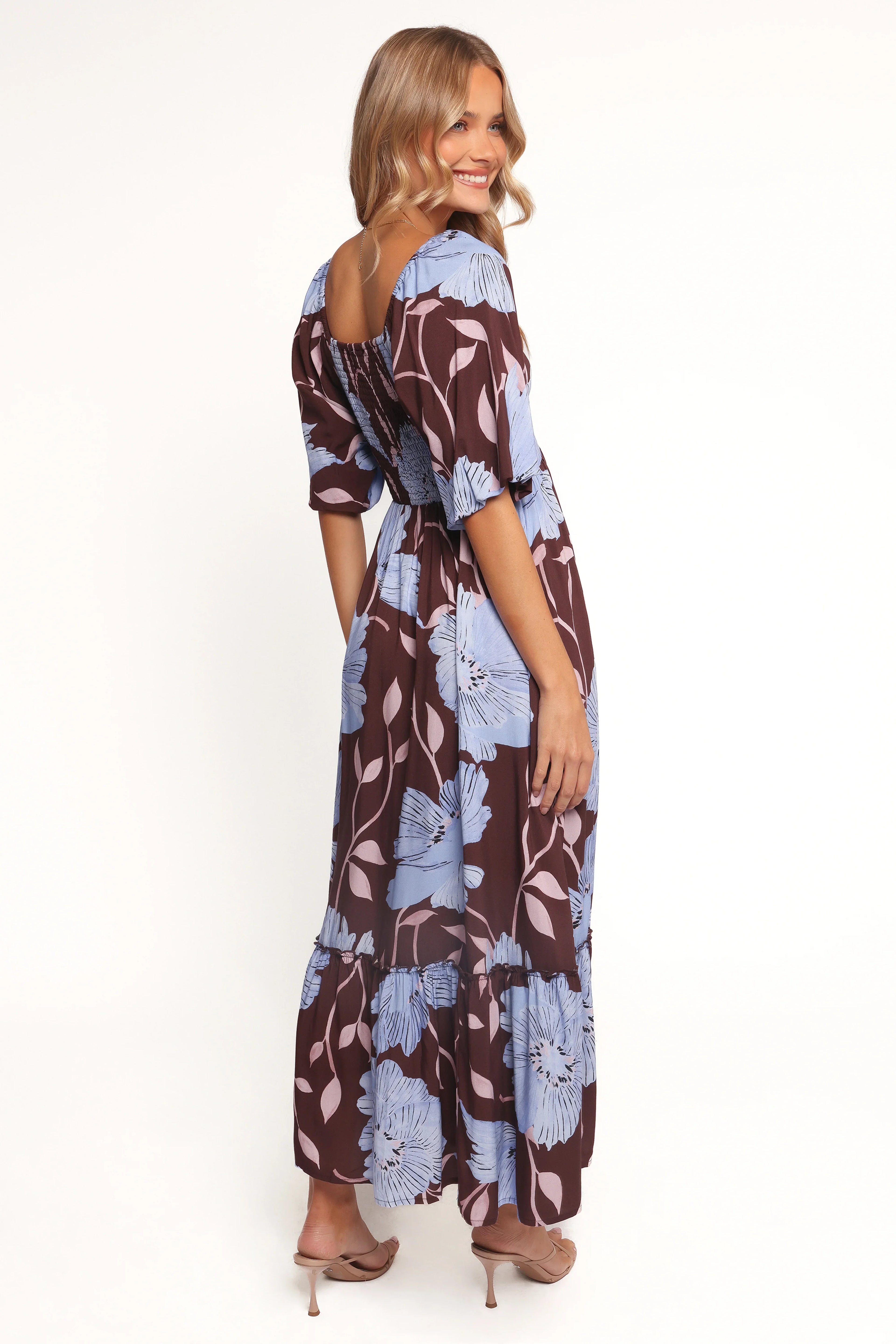 Robe longue Annabella - Coquelicots bleus