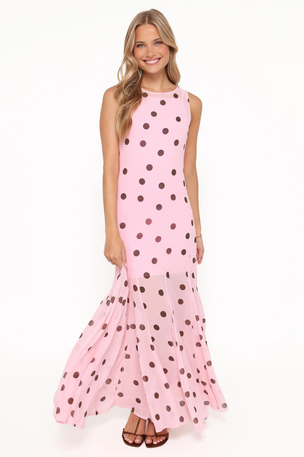 Robe longue Keani - Pois roses
