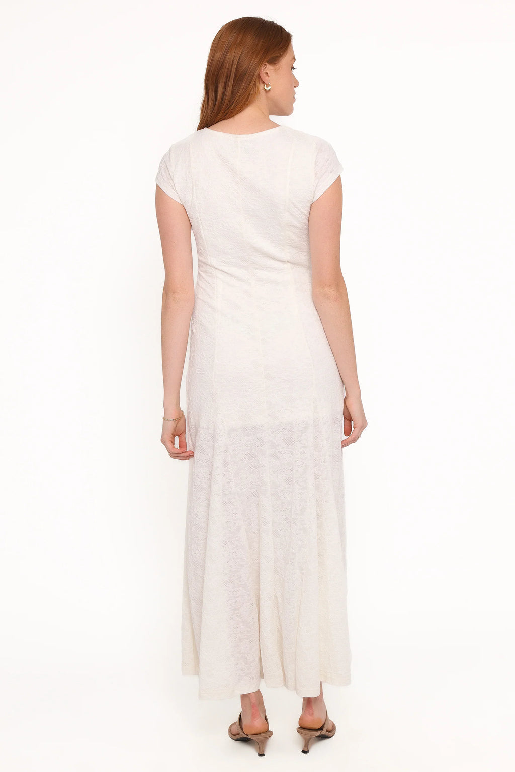 Robe longue en dentelle Constance - Blanc