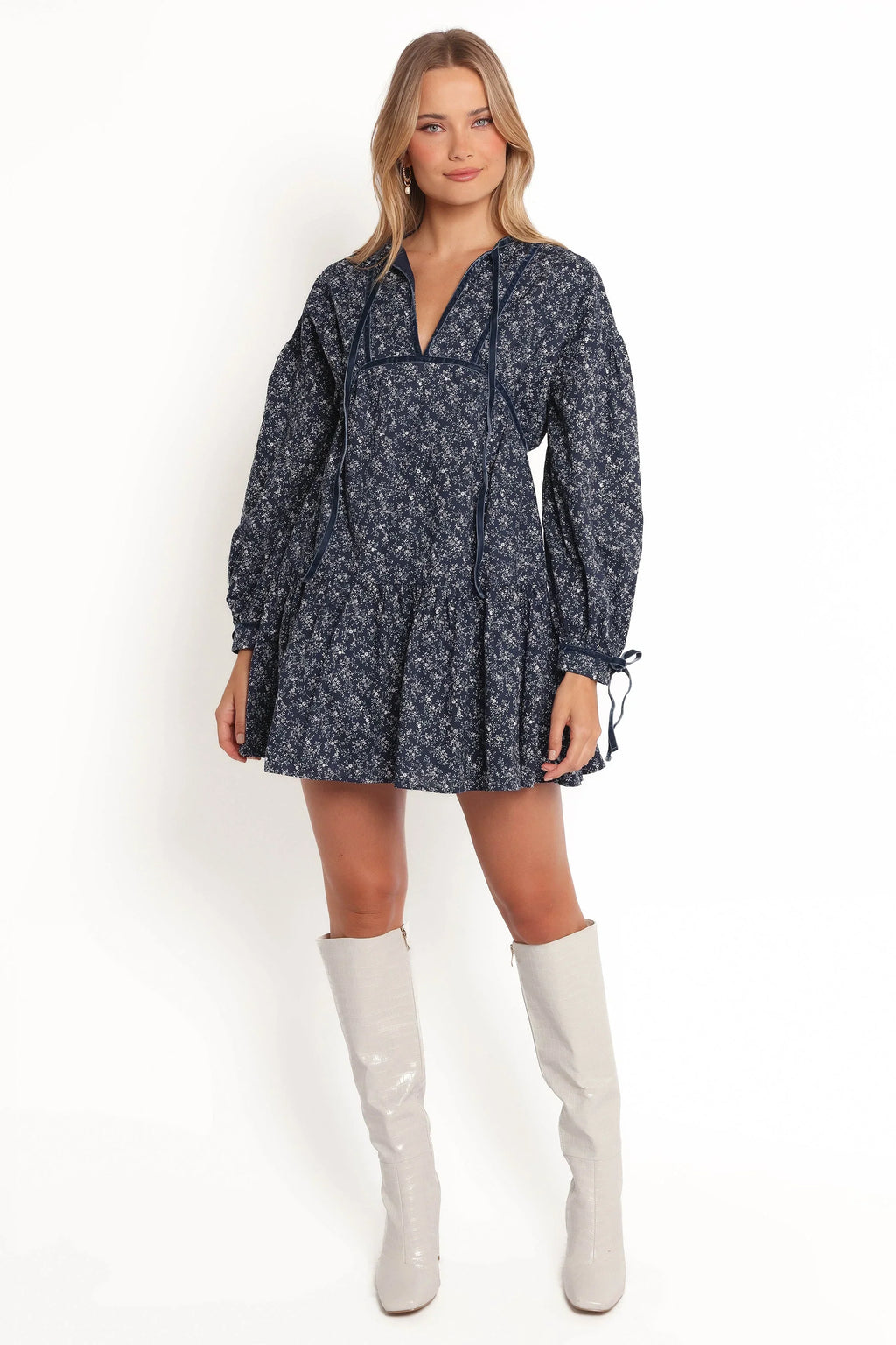 Robe Courte Brooklyn - Imprimé Floral Bleu