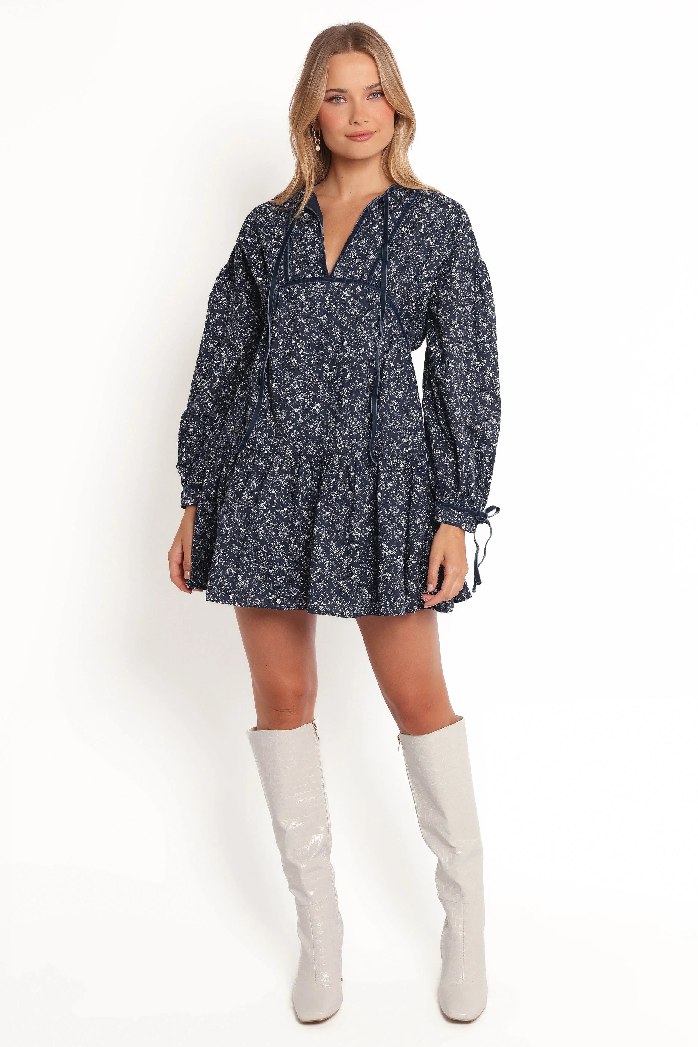 Robe Courte Brooklyn - Imprimé Floral Bleu