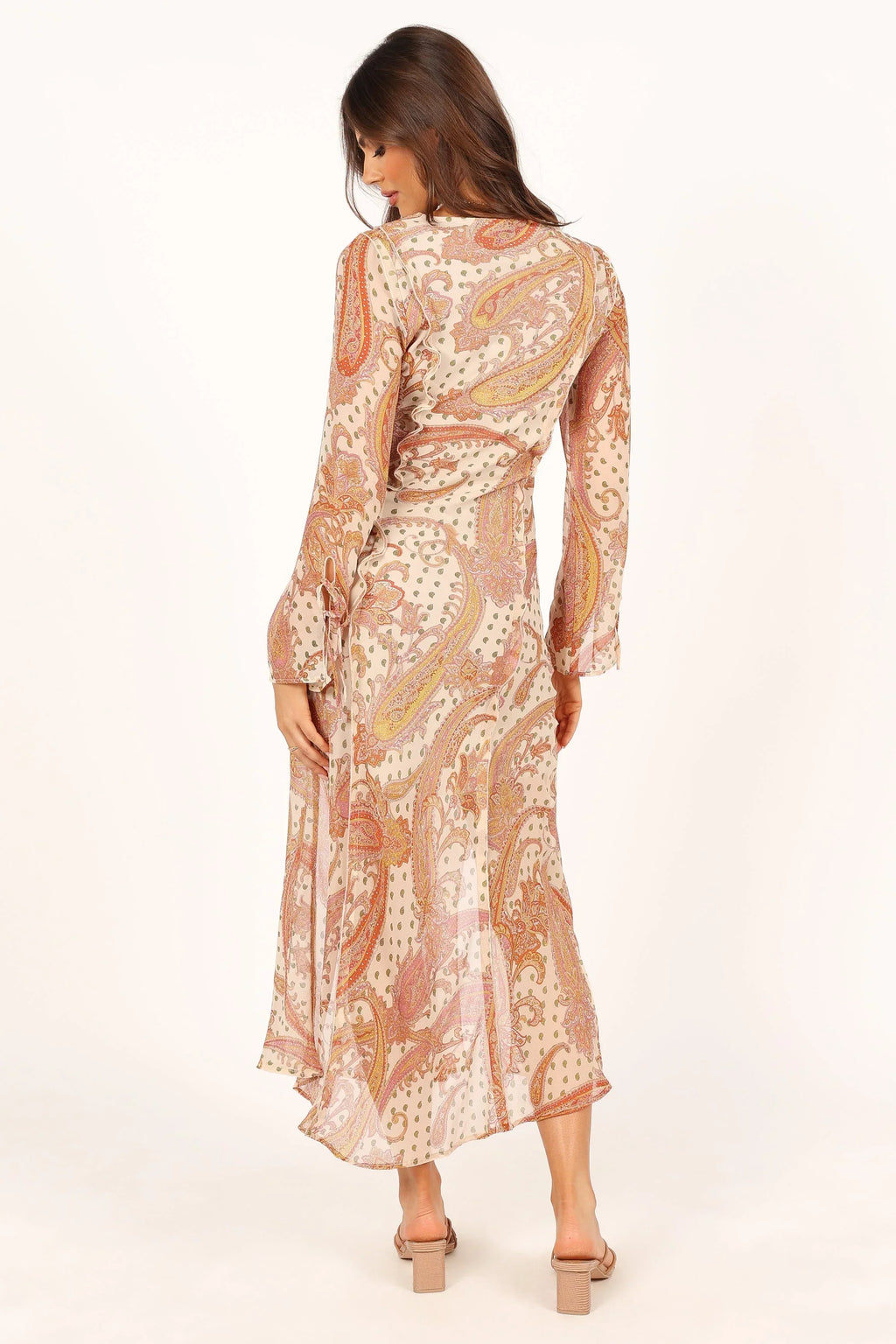 Robe midi Sio à manches longues - Beige clair