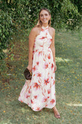 Robe longue Kaira à dos nu - Rose fleuri