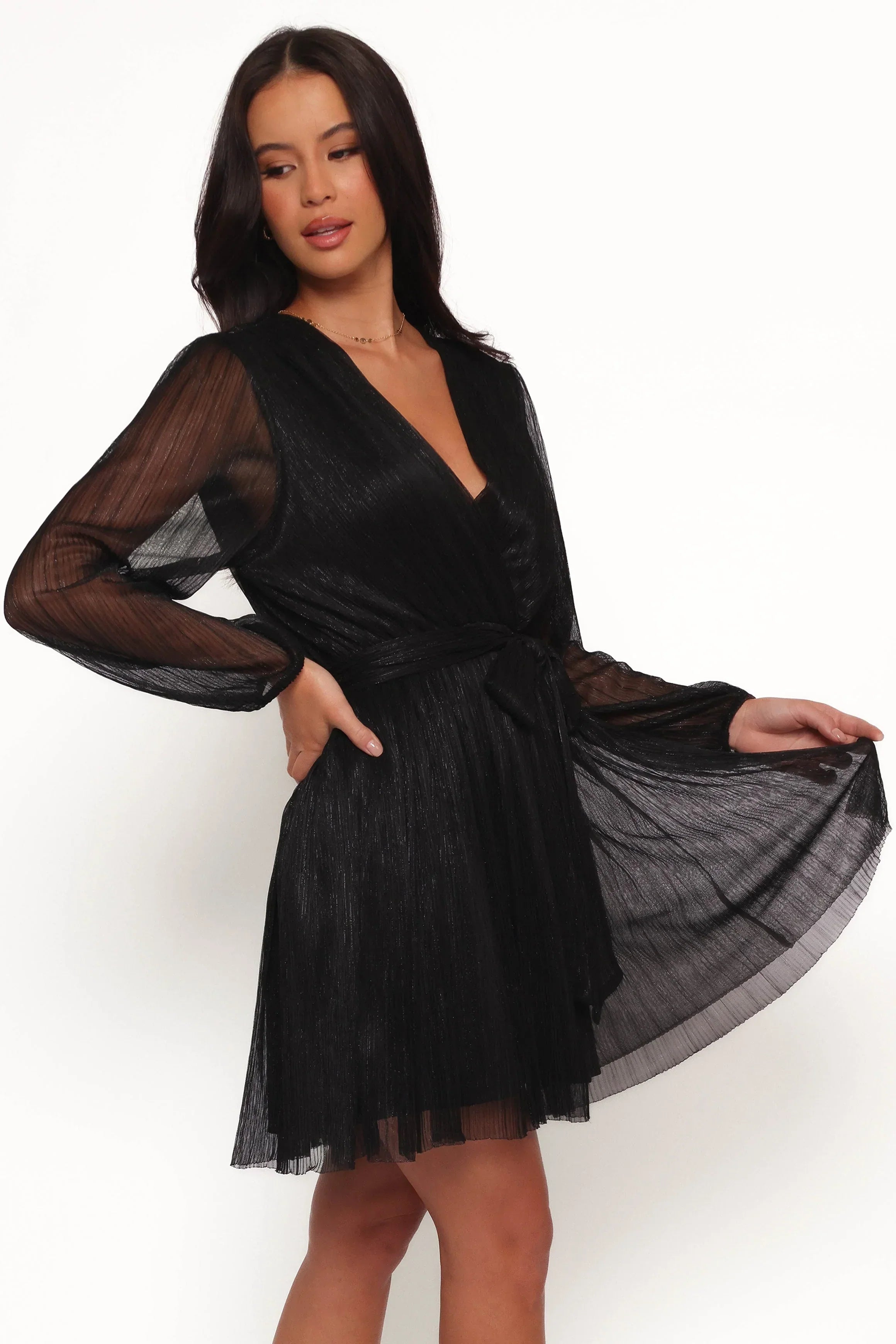 Robe courte Zhara à manches longues - Noir
