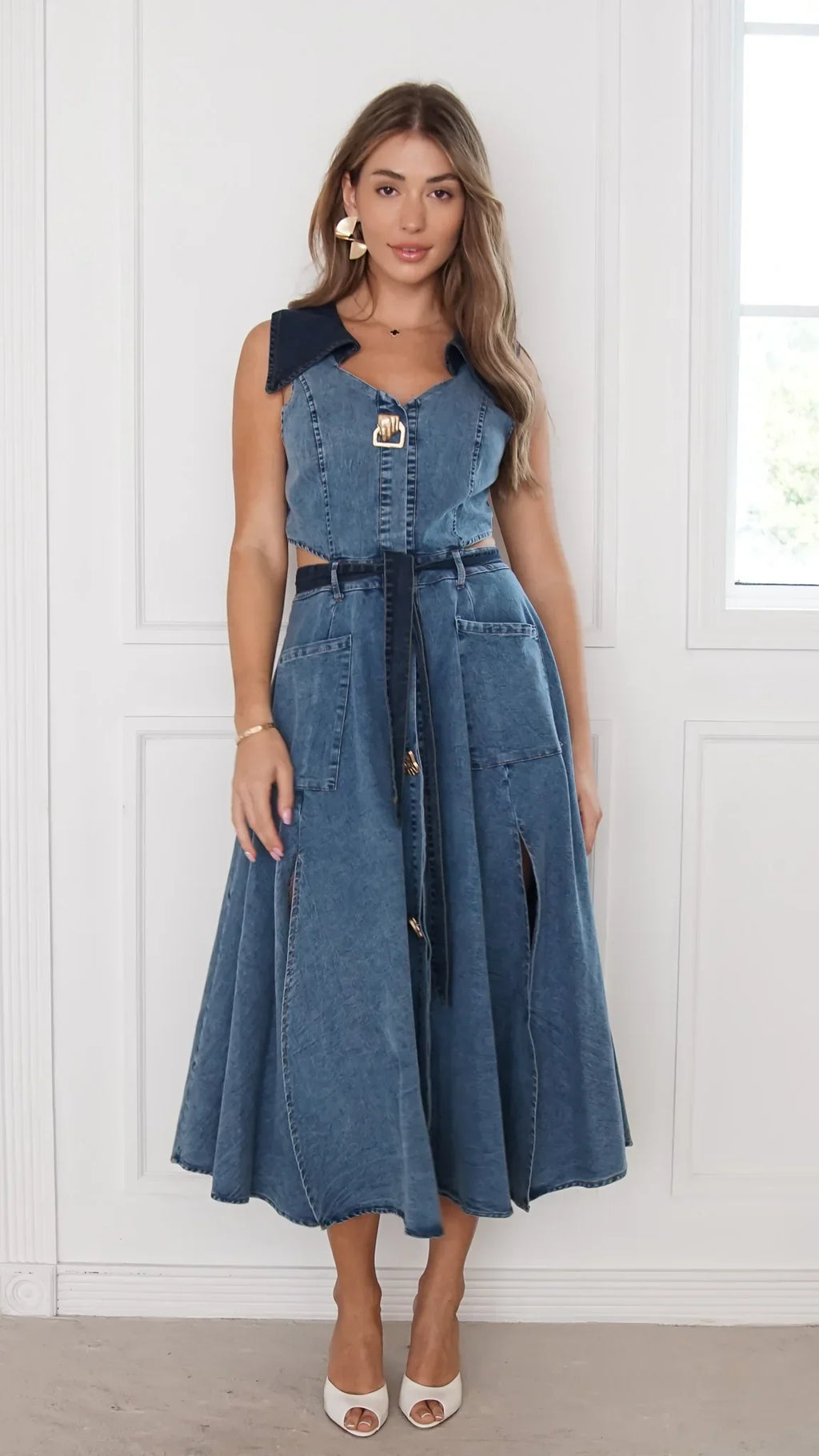 Althea Denim Midi Dress