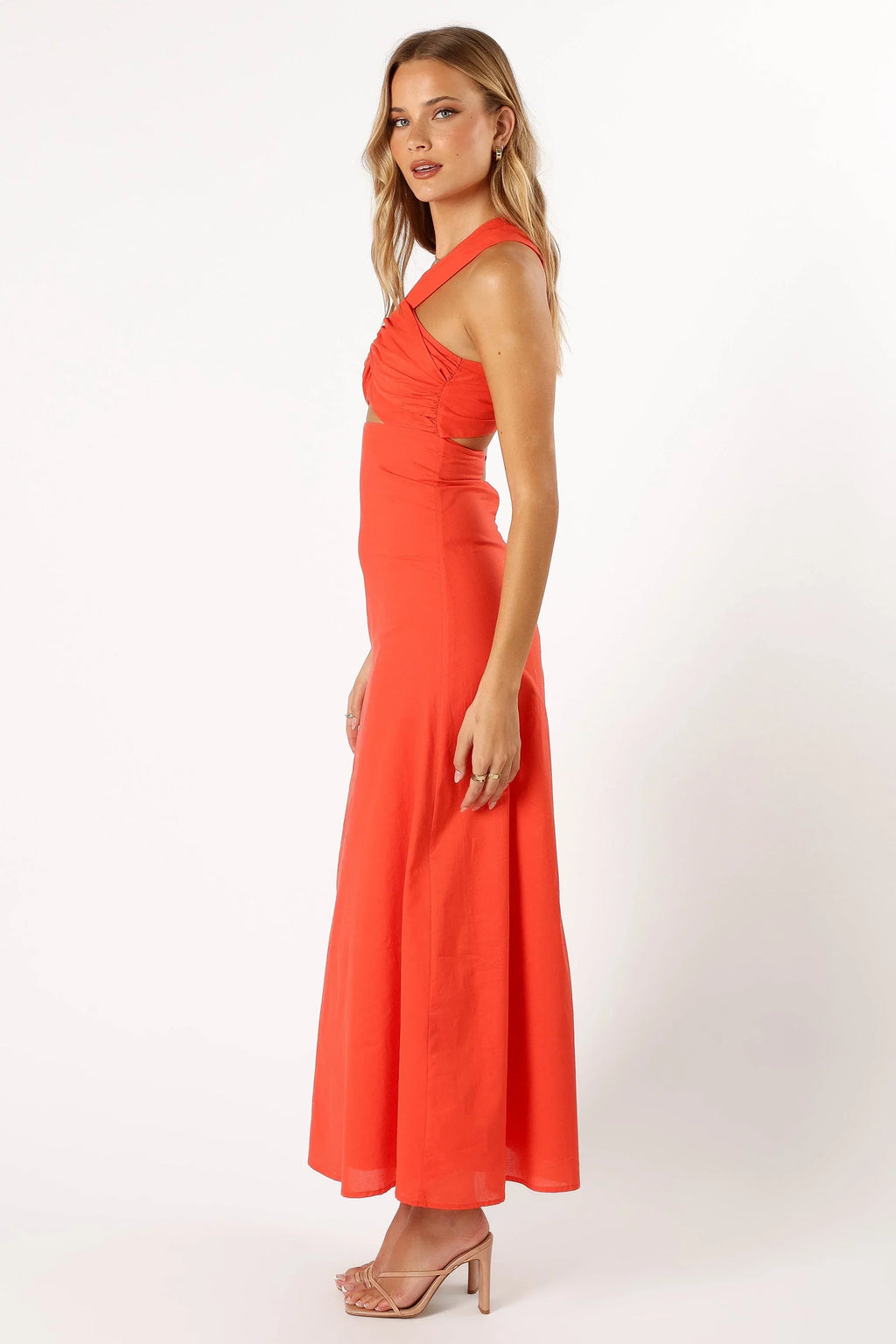 Robe longue asymétrique Luna - Tangerine