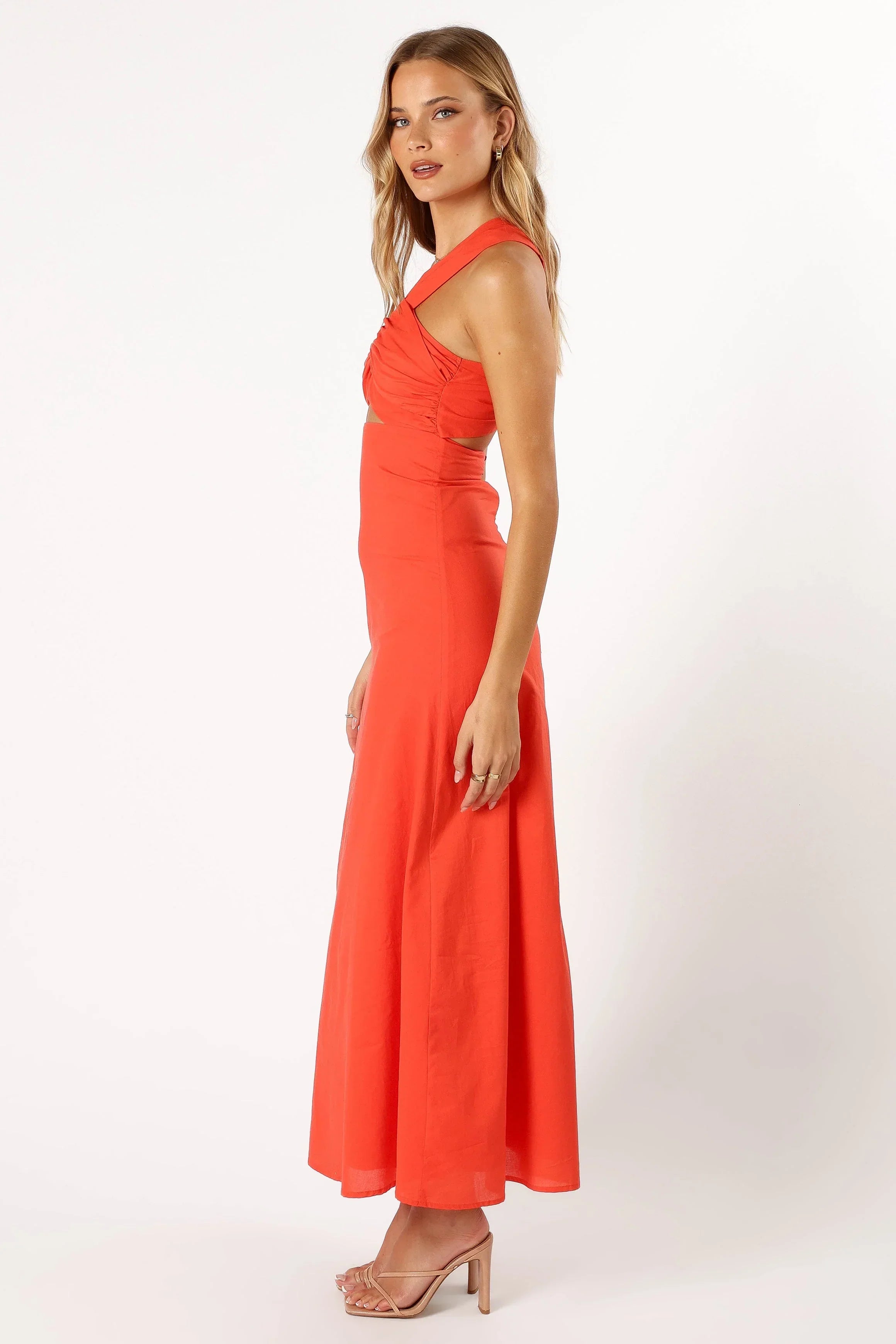 Robe longue asymétrique Luna - Tangerine