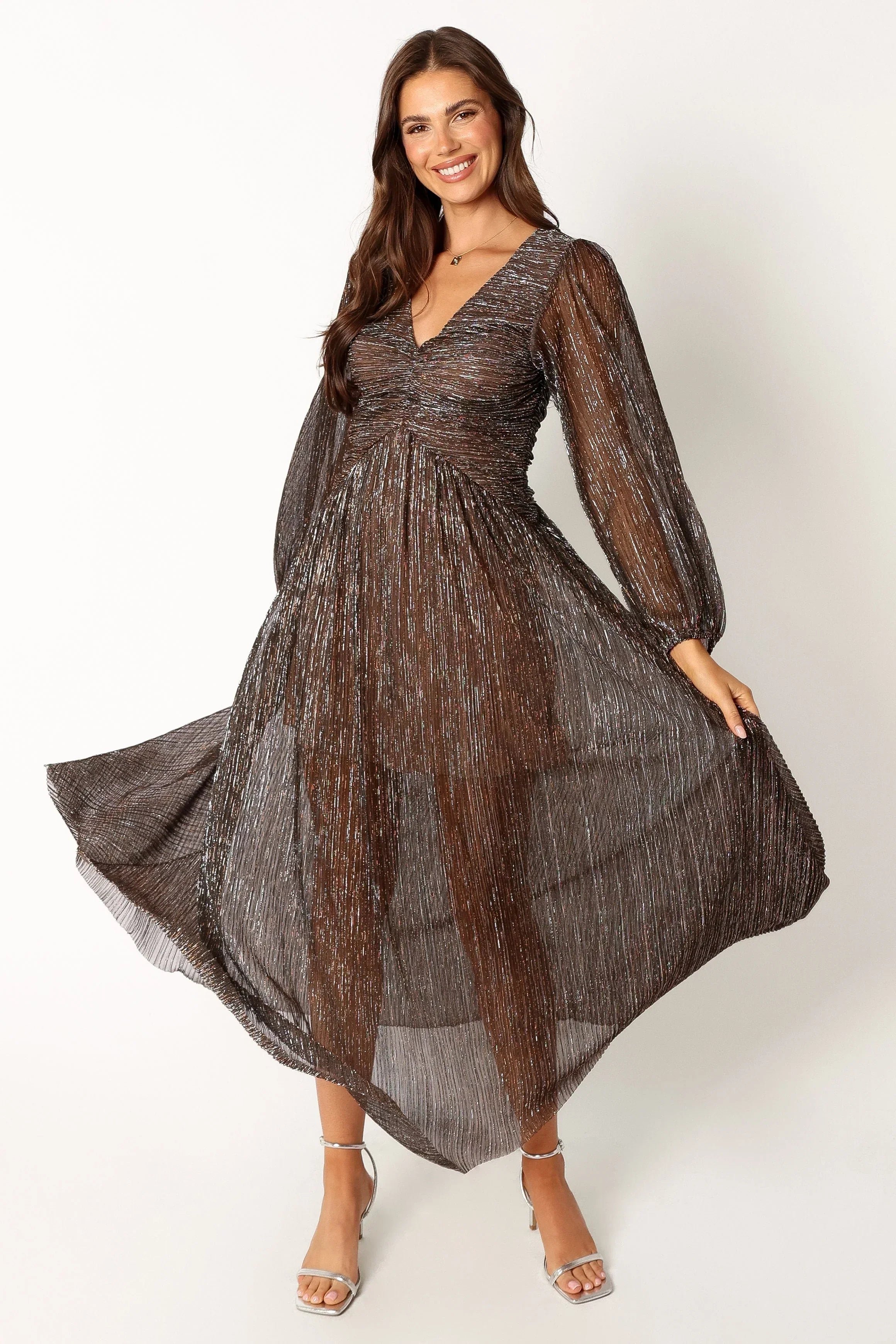 Robe midi à manches longues Lustre - Bronze