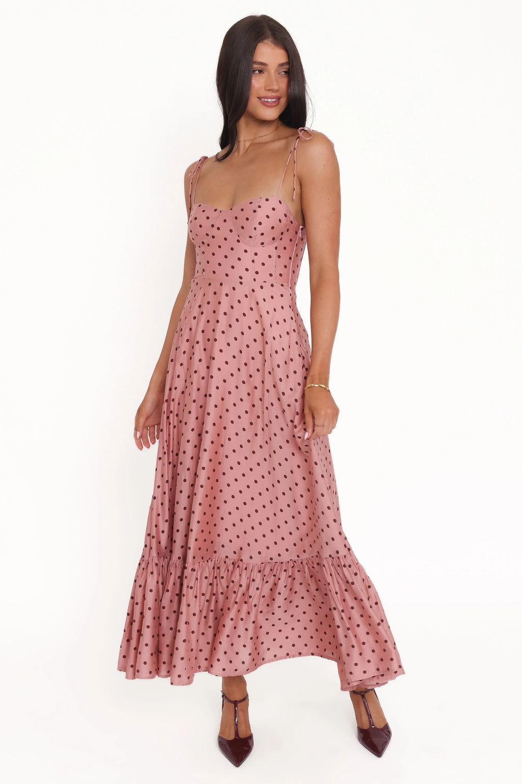 Robe midi Ayana - Rose à pois