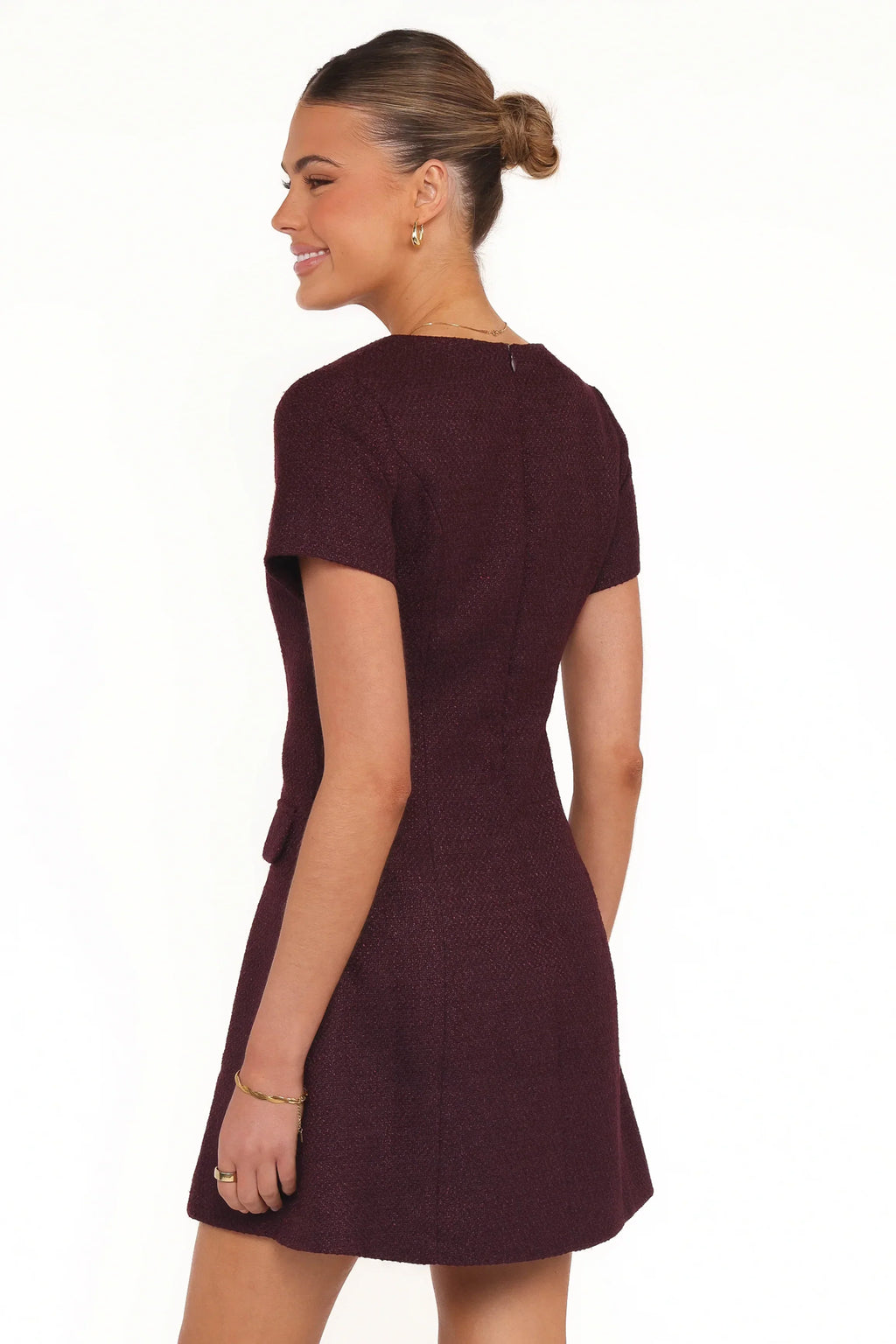 Sutton Mini Dress - Plum Tweed