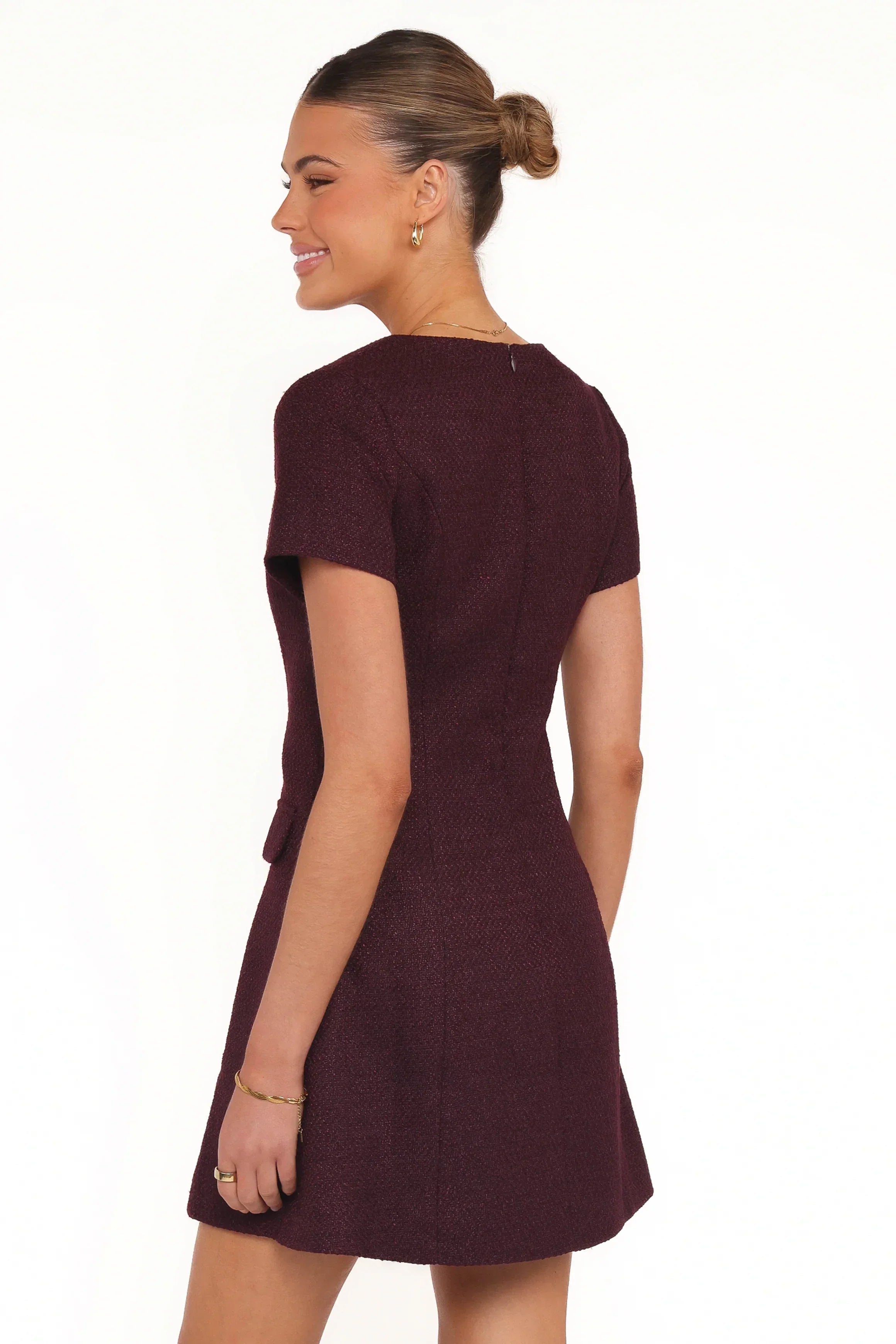 Sutton Mini Dress - Plum Tweed