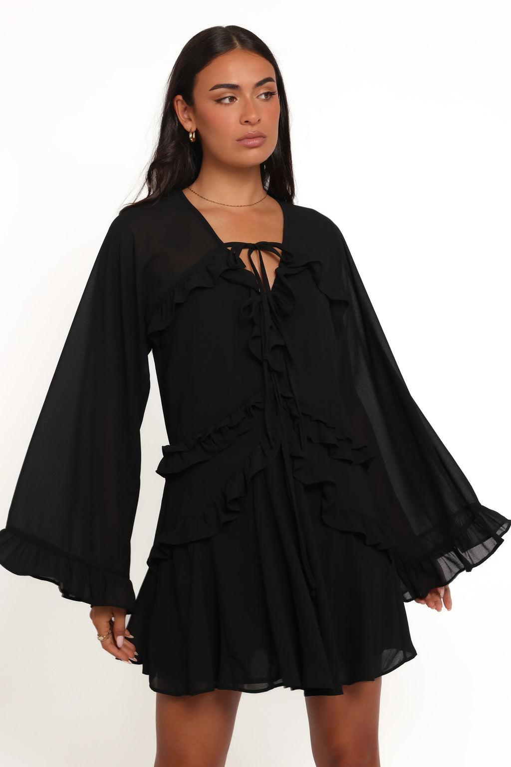 Magnolia Long Sleeve Mini Dress - Black
