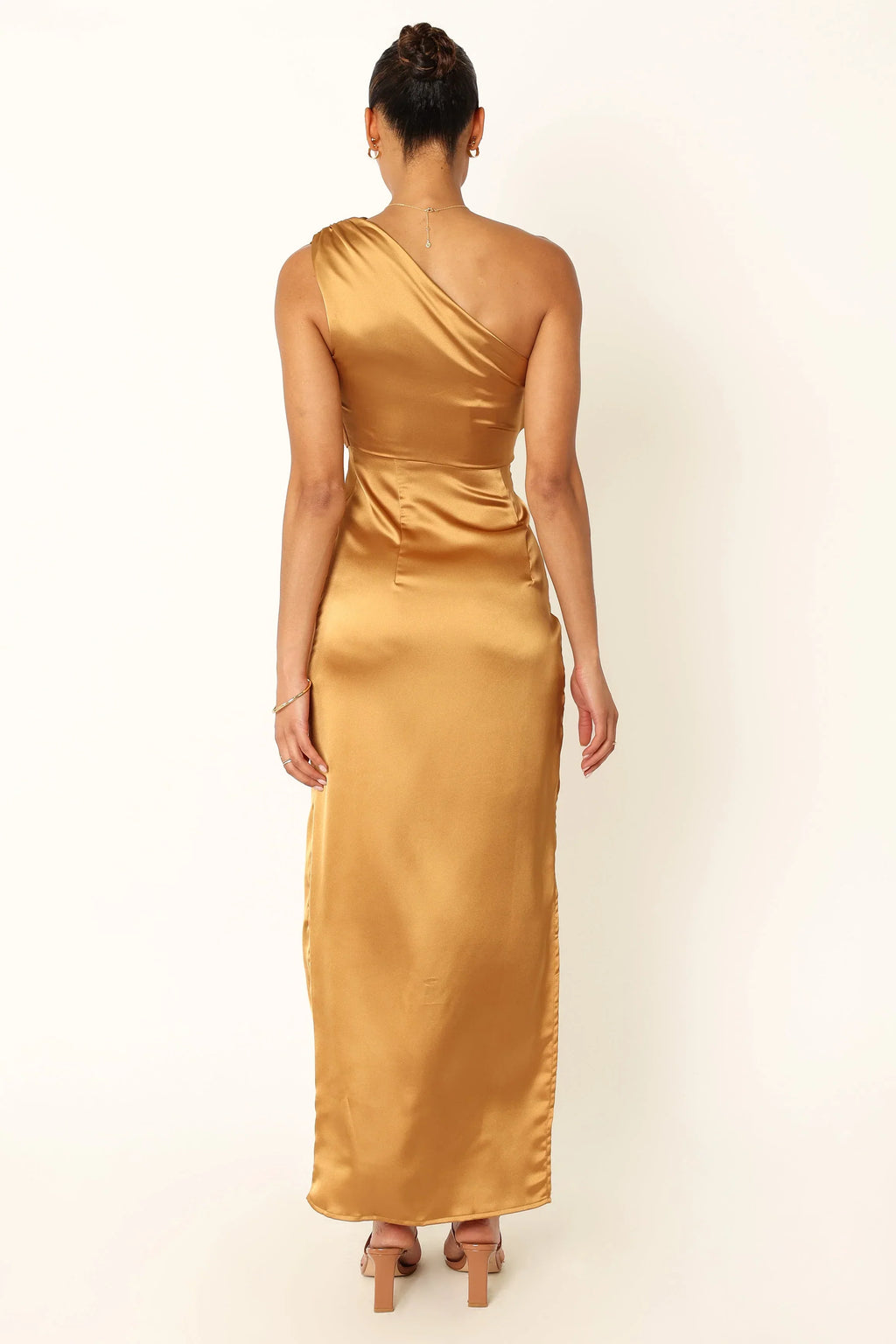 Robe longue asymétrique Nadia - Bronze