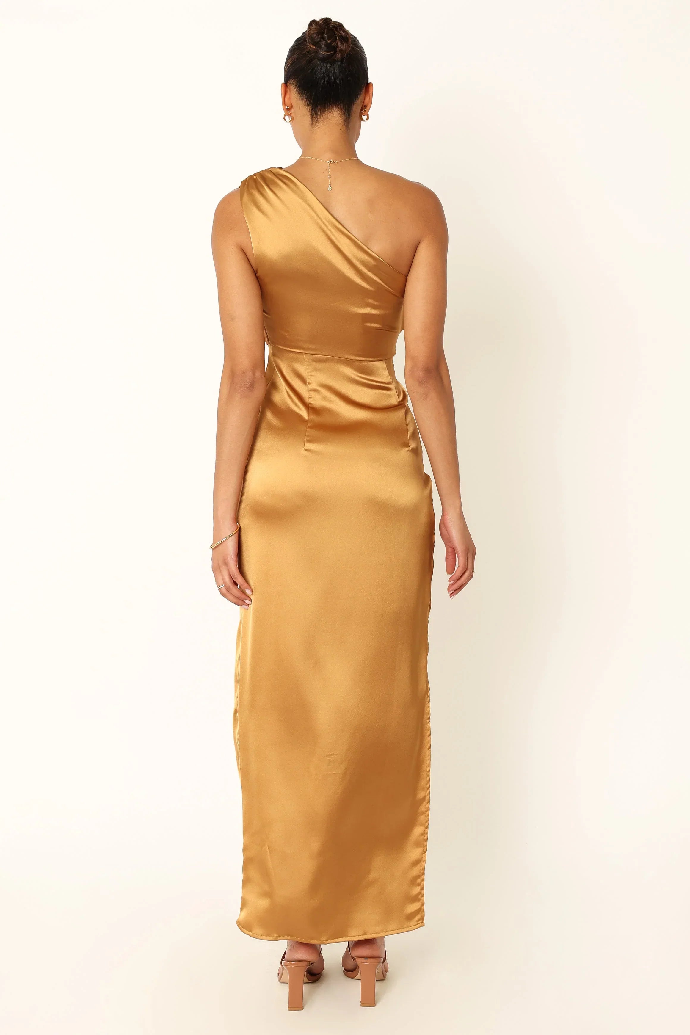 Robe longue asymétrique Nadia - Bronze