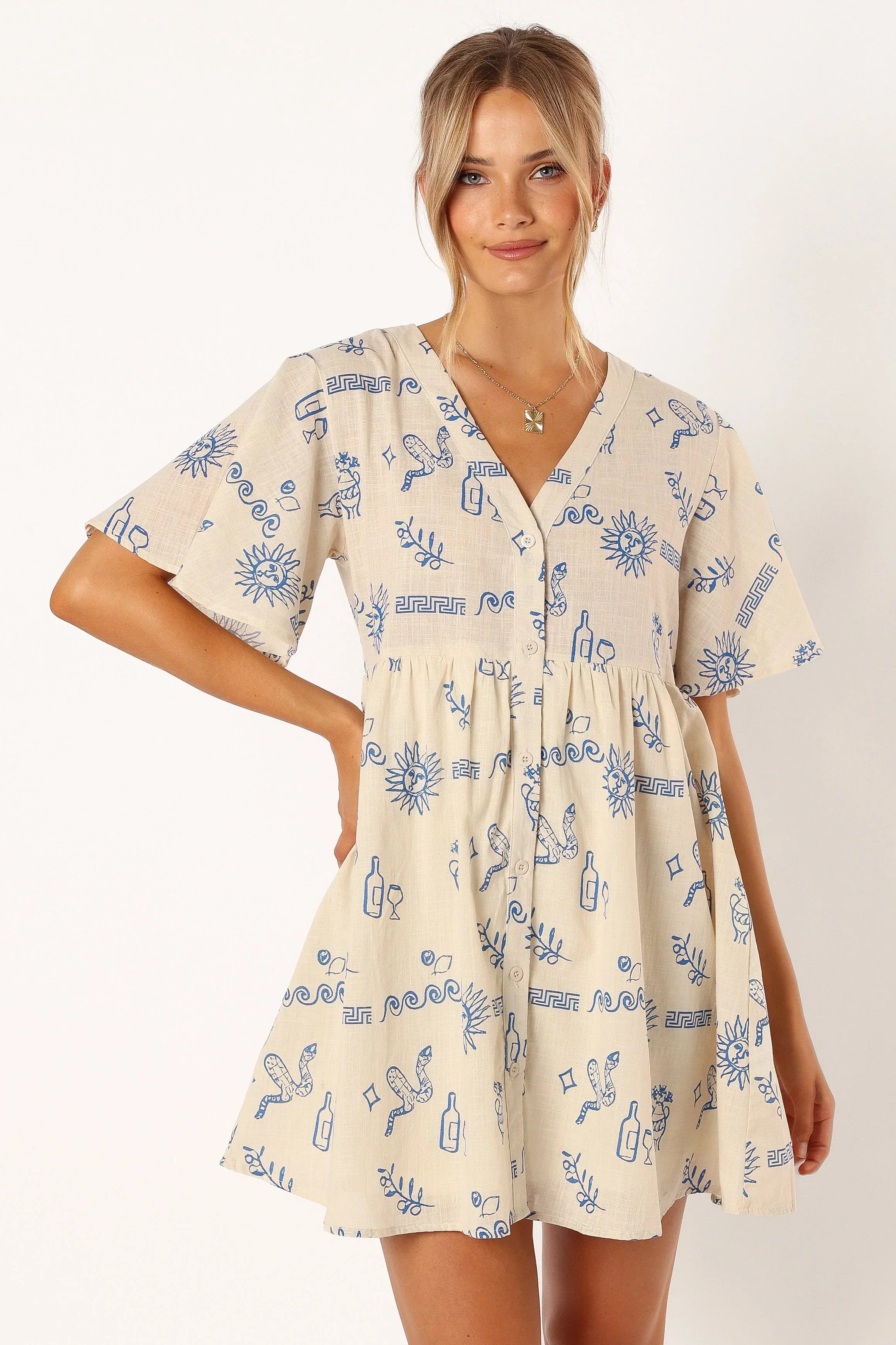 Robe courte Elias - Beige bleu