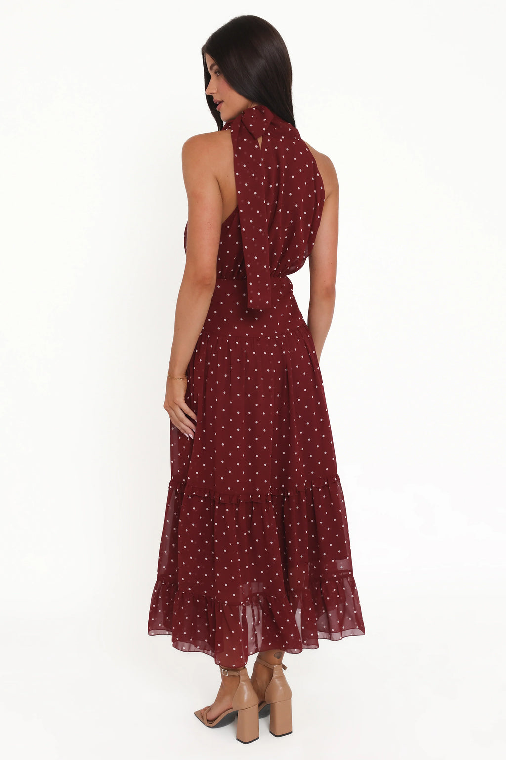 Leona Halterneck Maxi Dress - Red Polka Dot