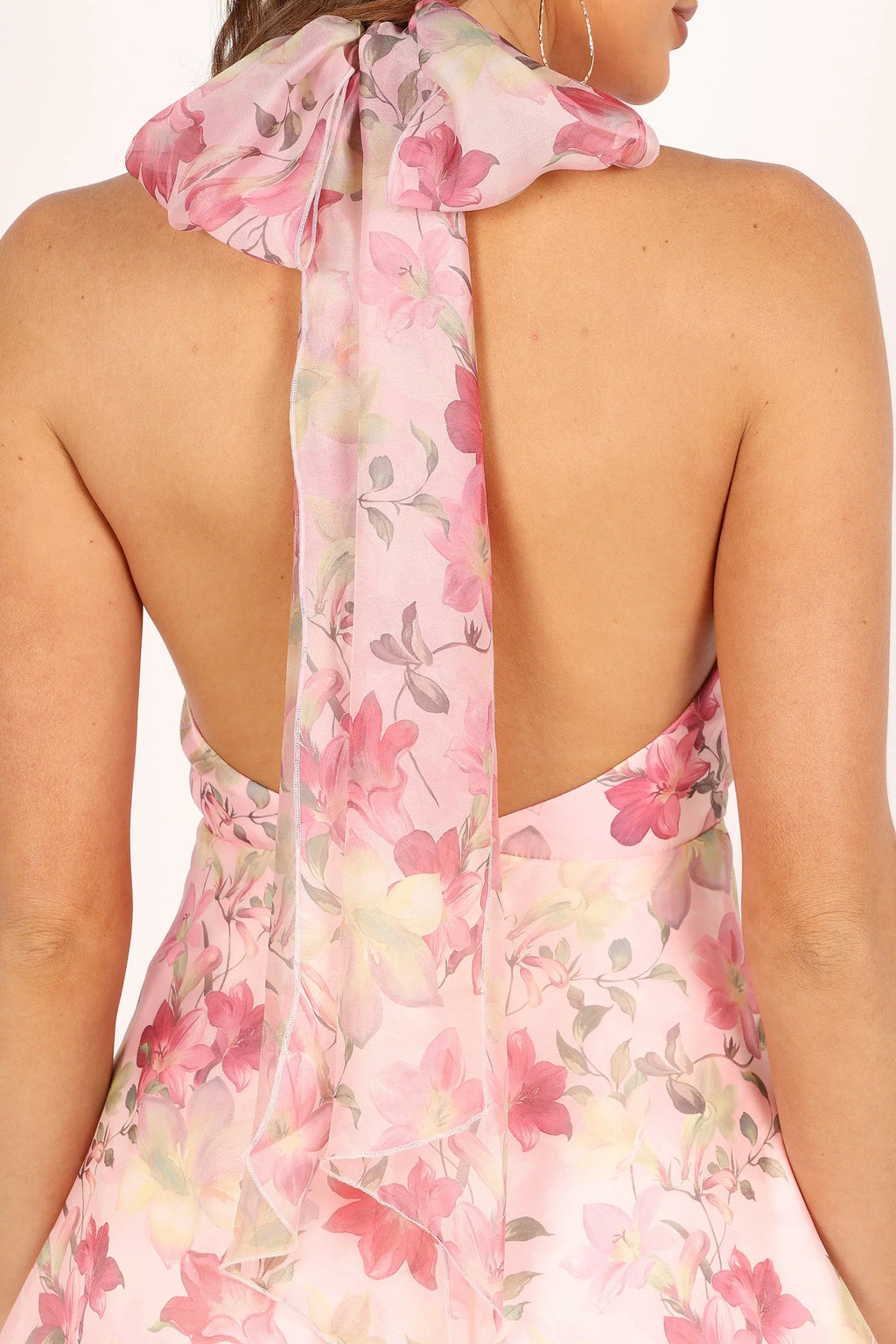 Mini-robe Gardenia Halter - Imprimé floral rose