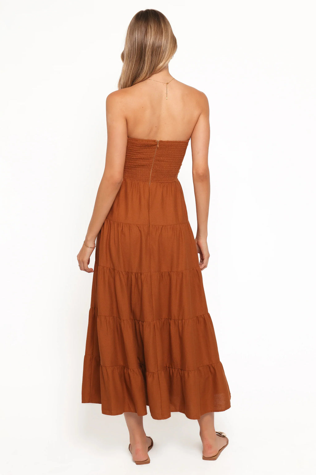 Robe midi bustier Sitara - Marron