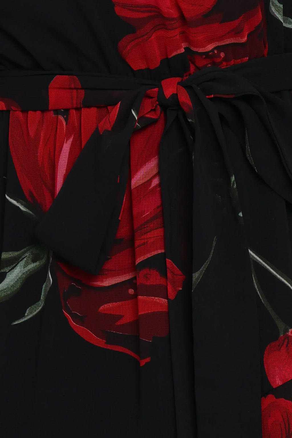 Robe midi étagée asymétrique Brigette - Floral rouge