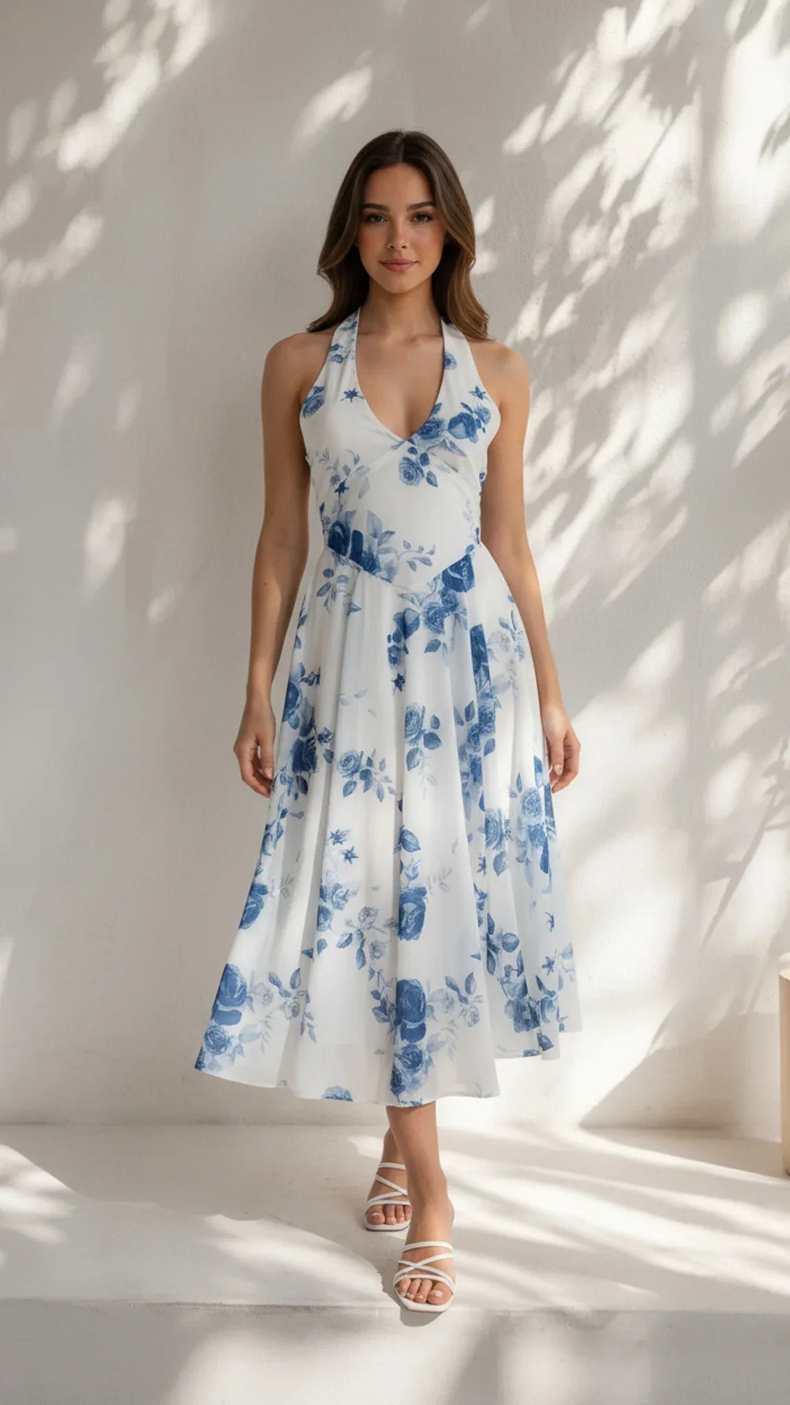 Robe midi fleurie dos nu Maribel