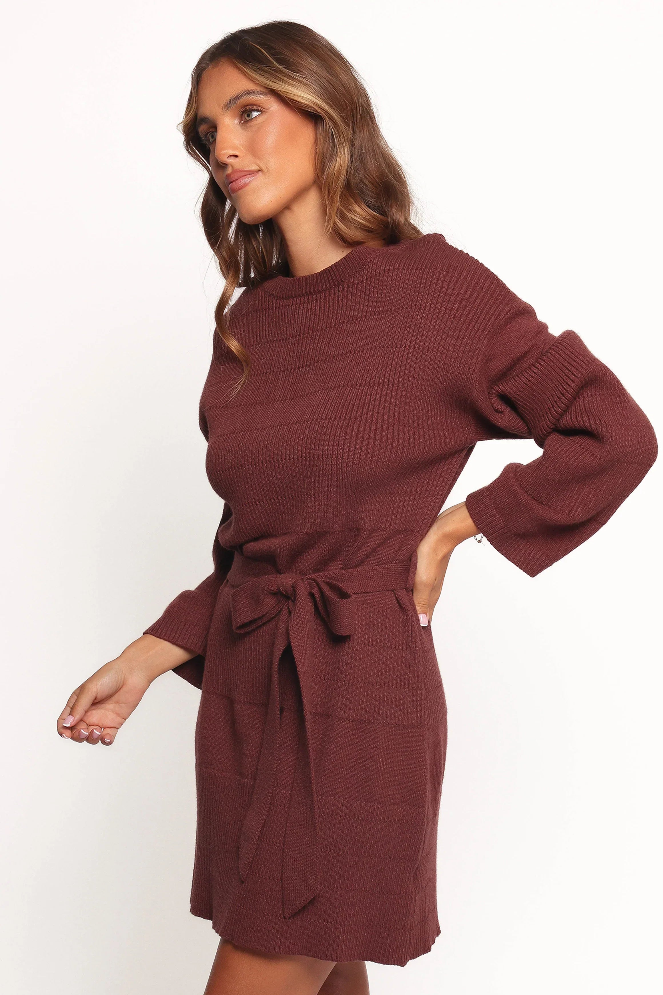 Robe pull courte Lucca - Marron chocolat