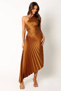 Robe longue Kleo à une épaule - Ocre doré