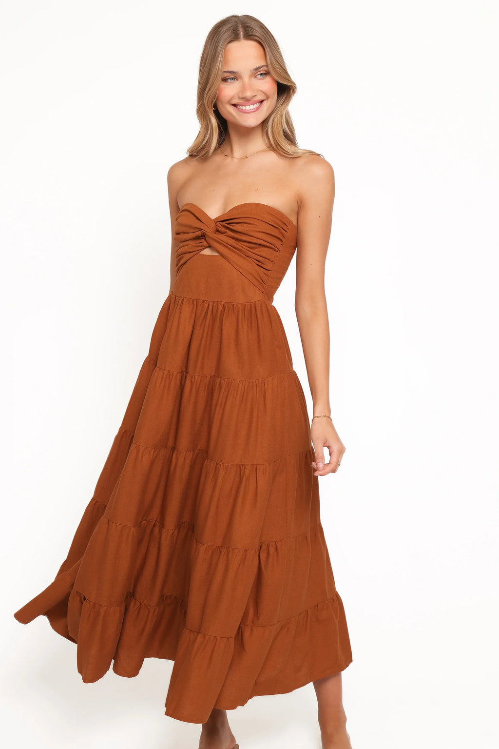 Robe midi bustier Sitara - Marron