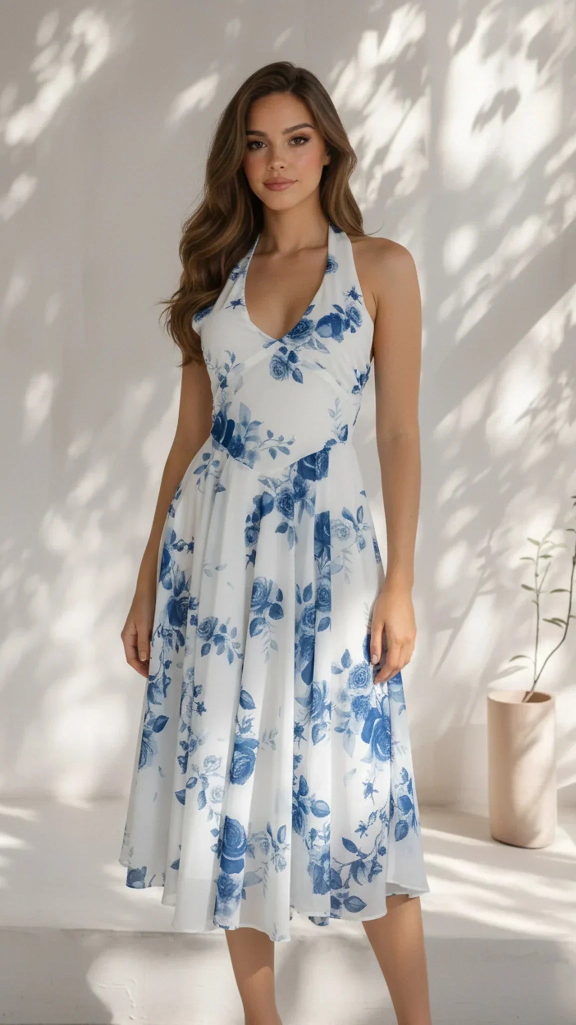 Robe midi fleurie dos nu Maribel