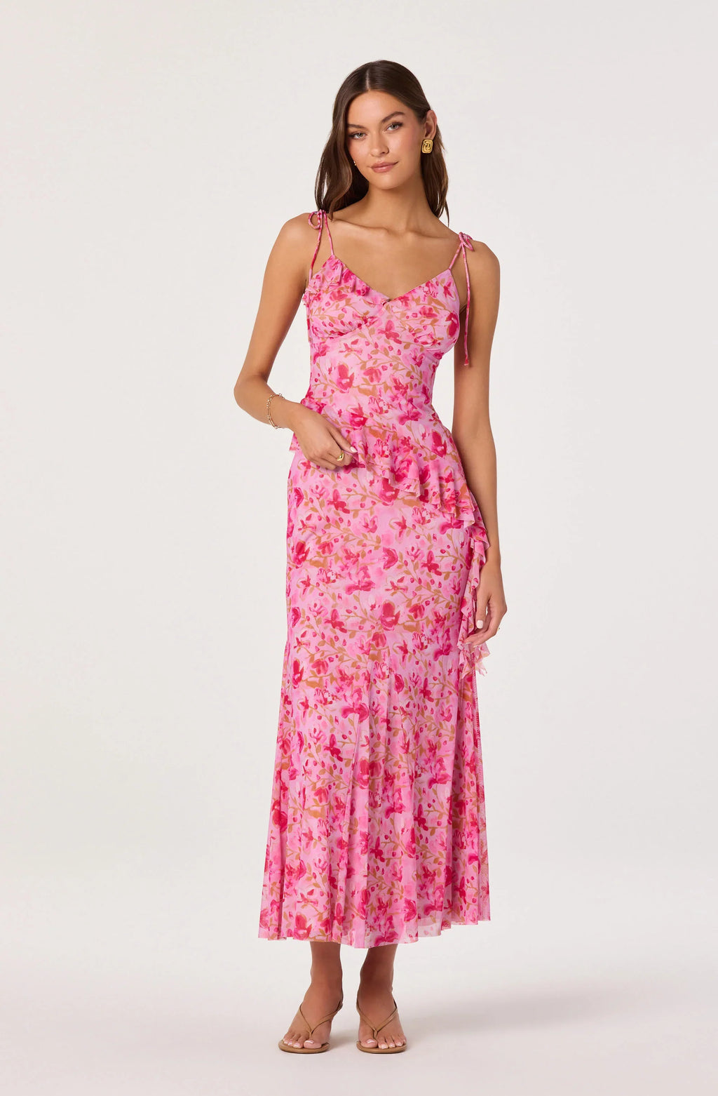 Jupe mi-longue en maille godet à motif floral Mejra