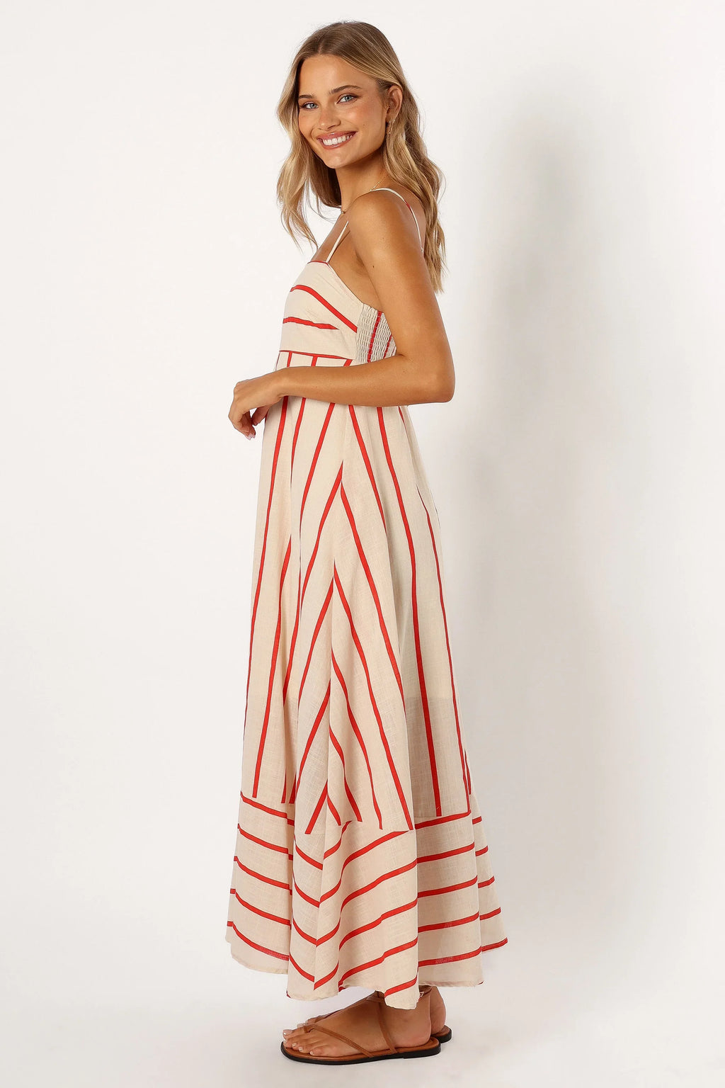 Robe longue Brea - Rayures crème