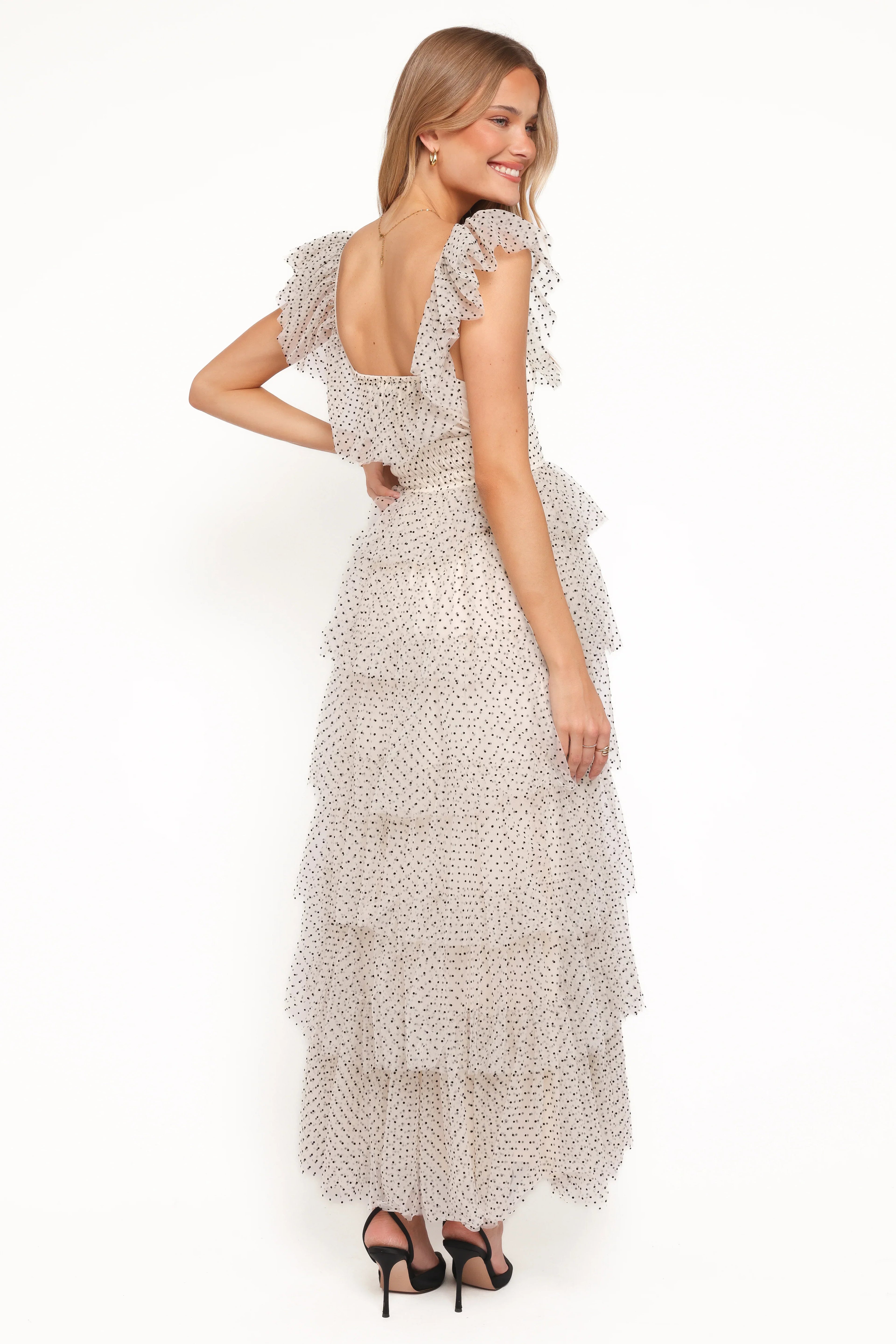 Robe longue Belle - Crème à pois