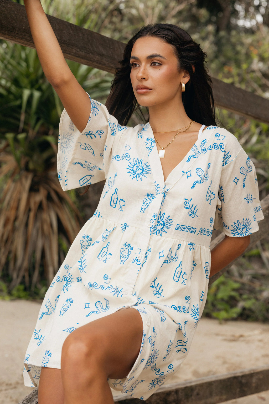 Robe courte Elias - Beige bleu