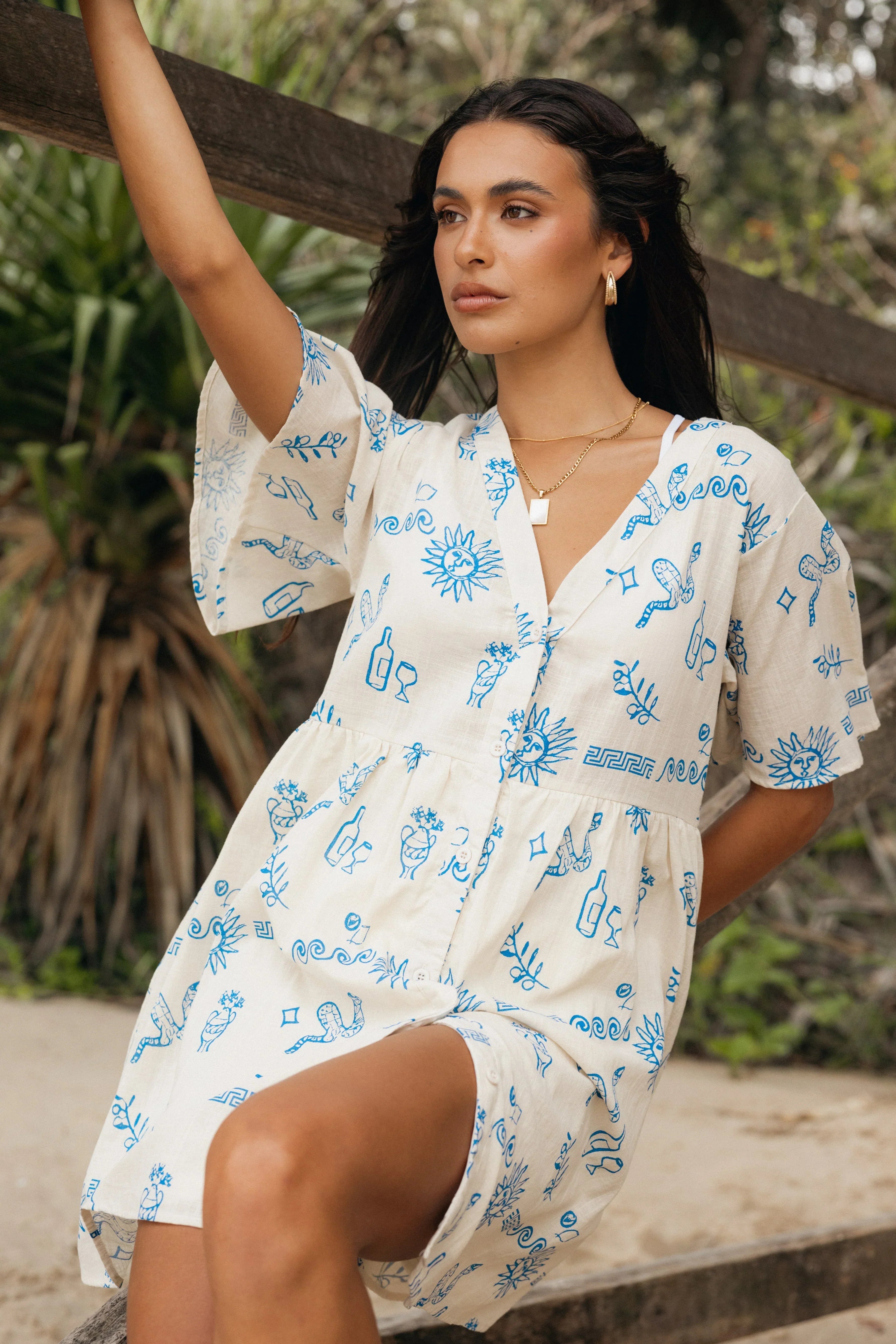Robe courte Elias - Beige bleu
