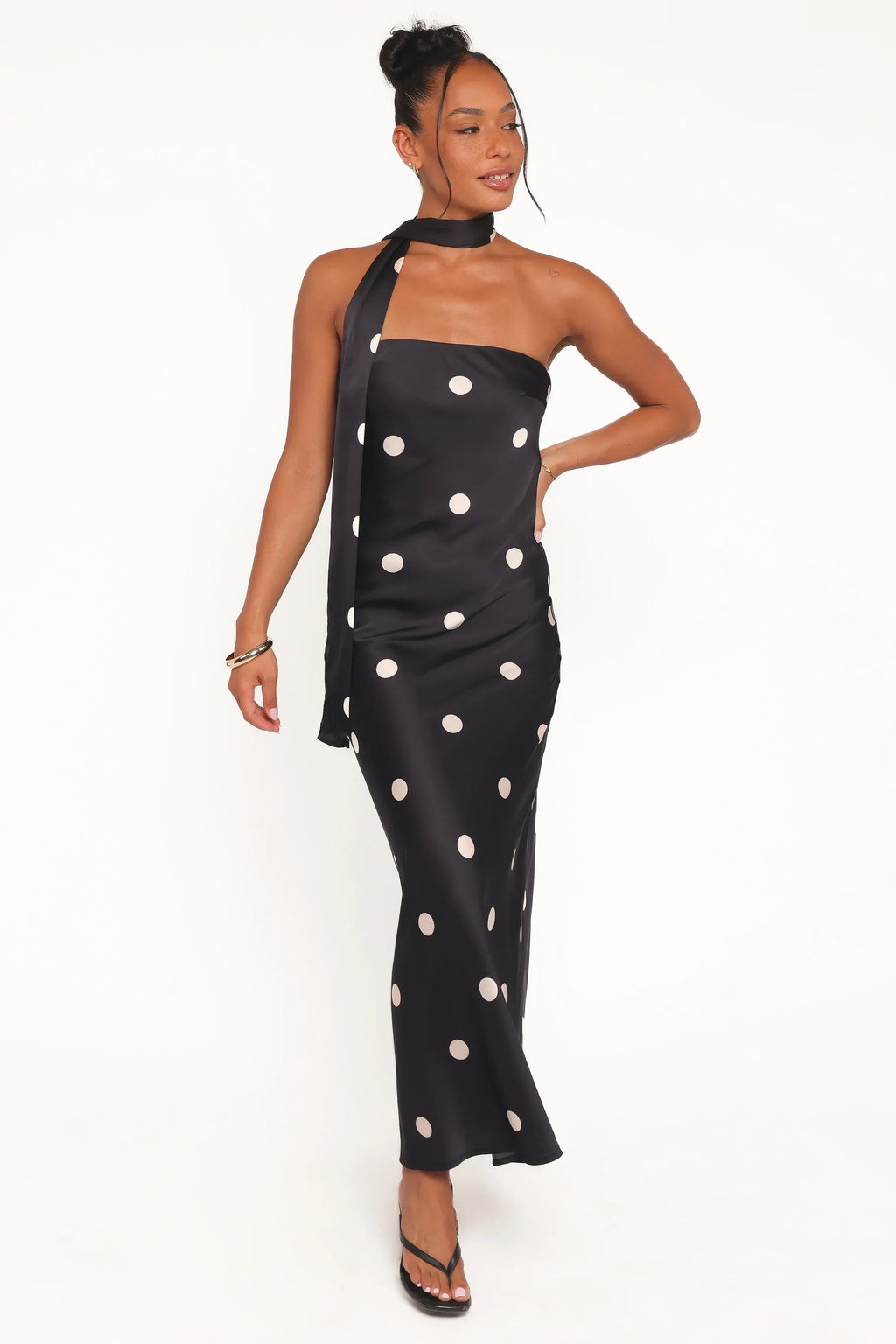 Jutta Strapless Maxi Dress - Black Polka Dot
