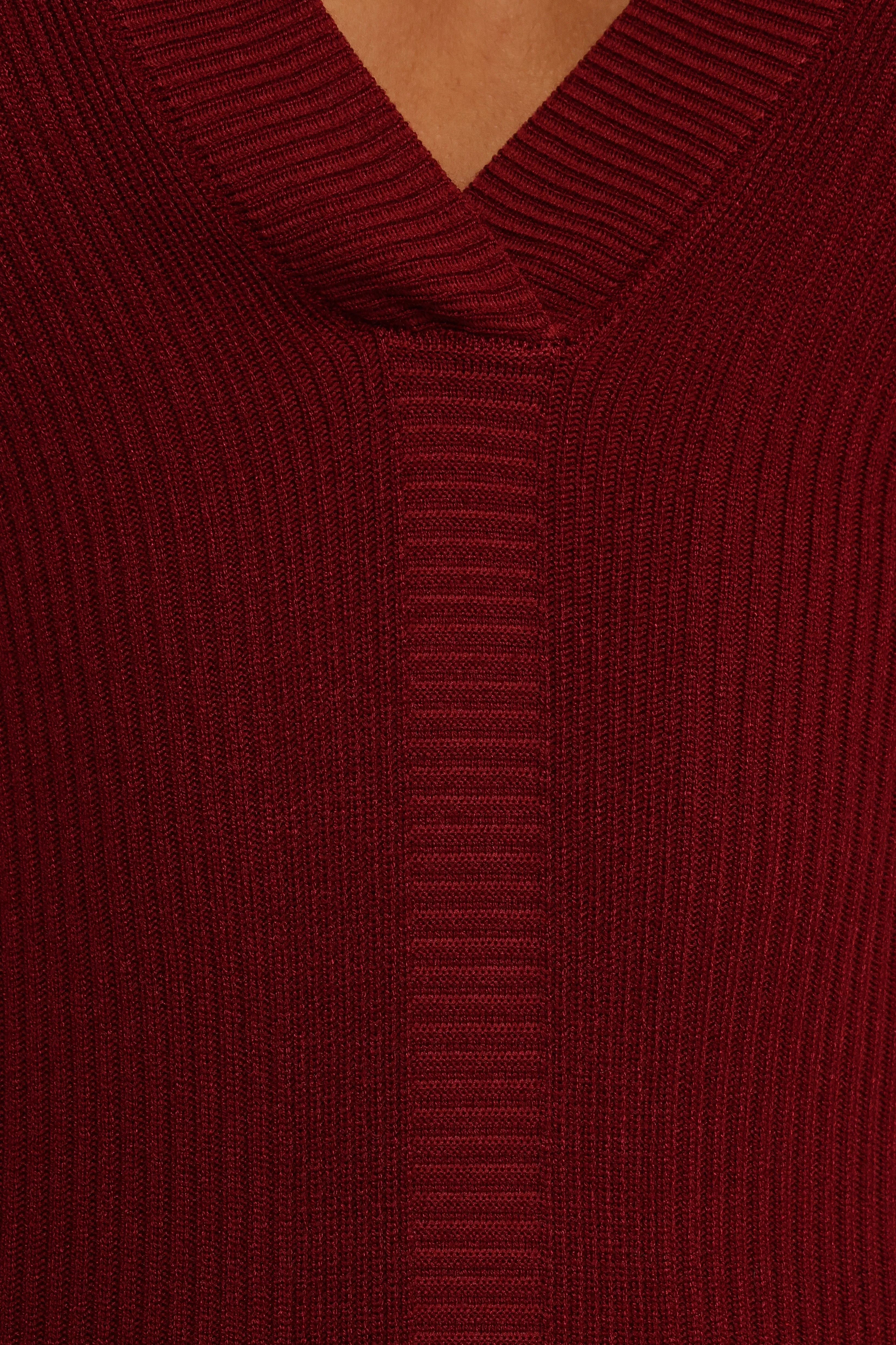Robe midi à manches longues Collins - Couleur vin