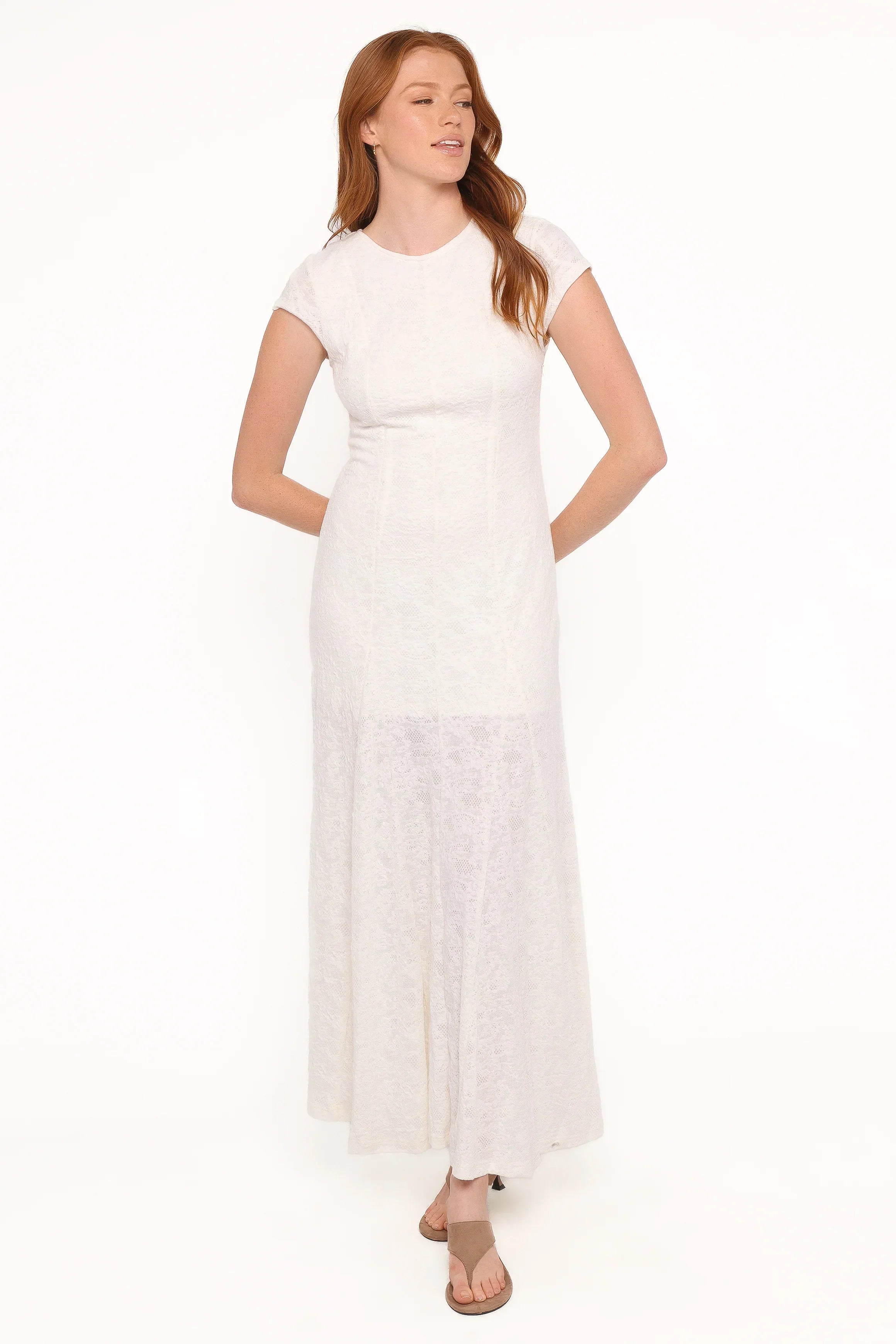Robe longue en dentelle Constance - Blanc
