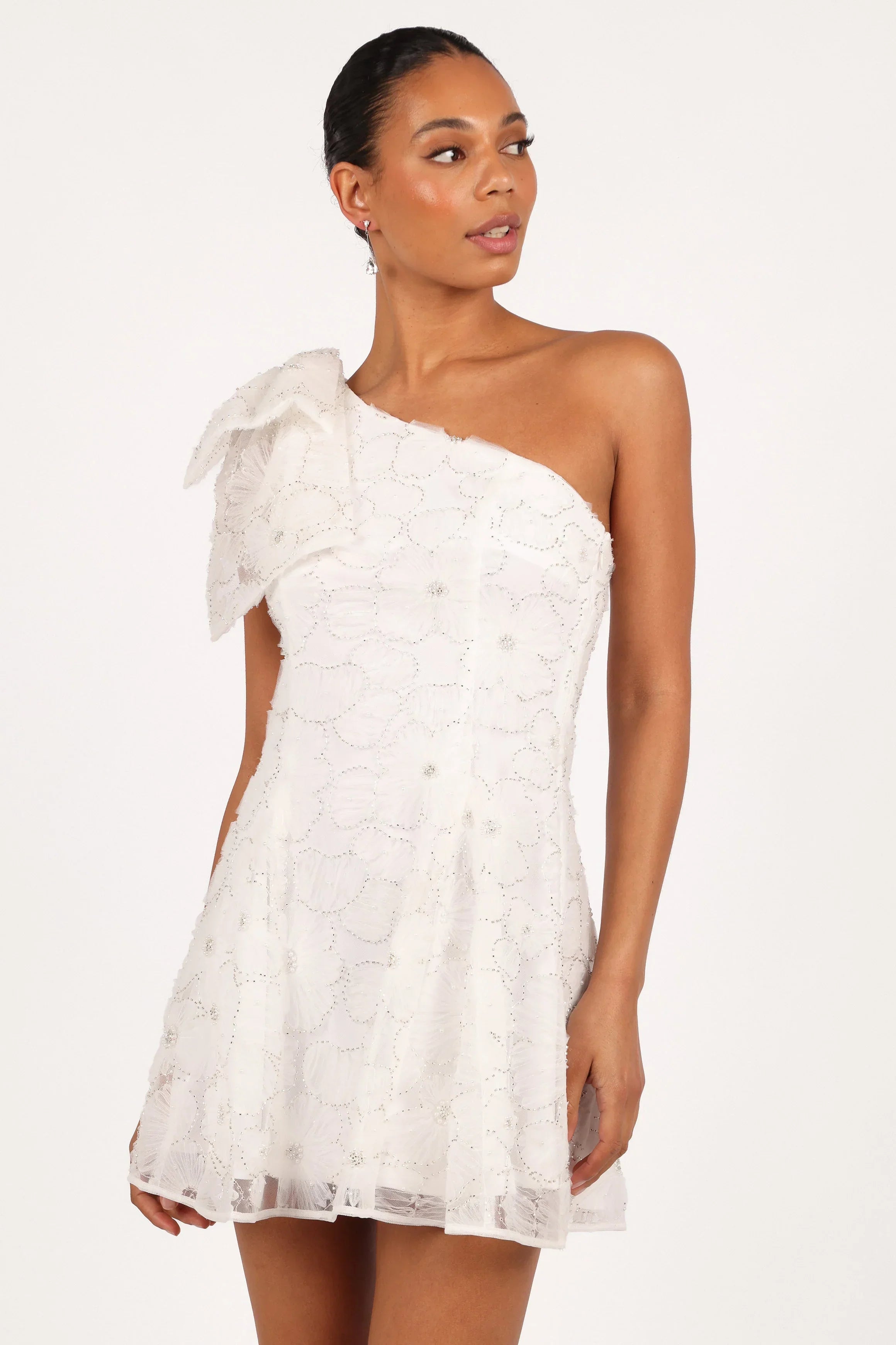 Robe mini Ashly à épaules dénudées - Blanche