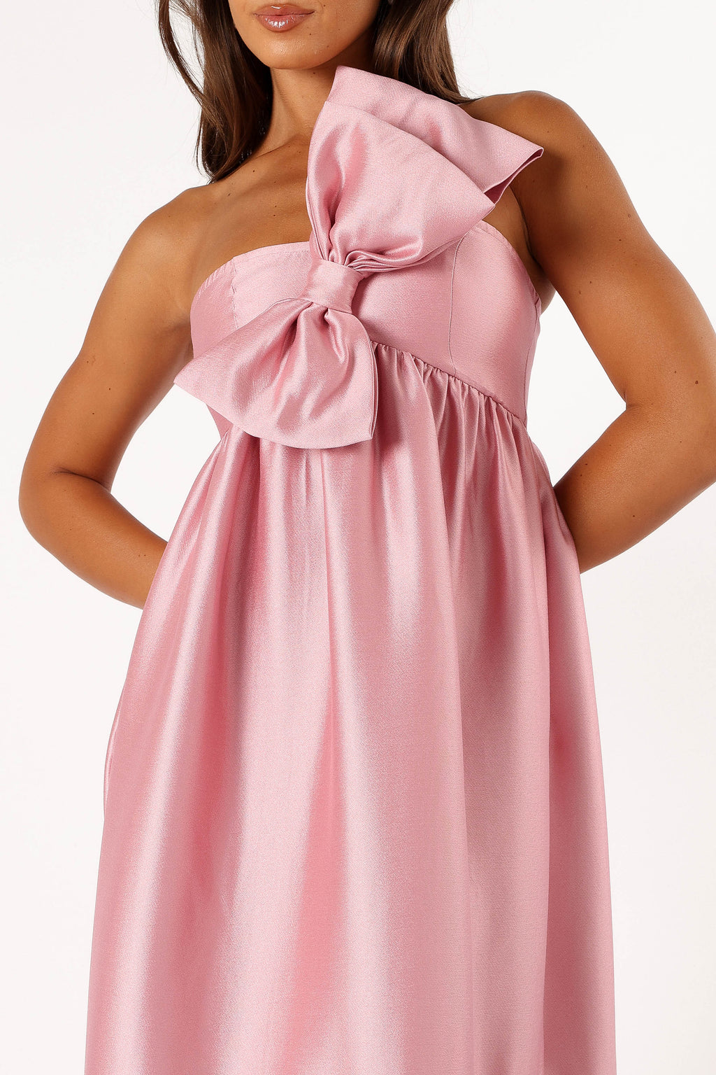 Robe longue Betina à nœud - Rose poudré
