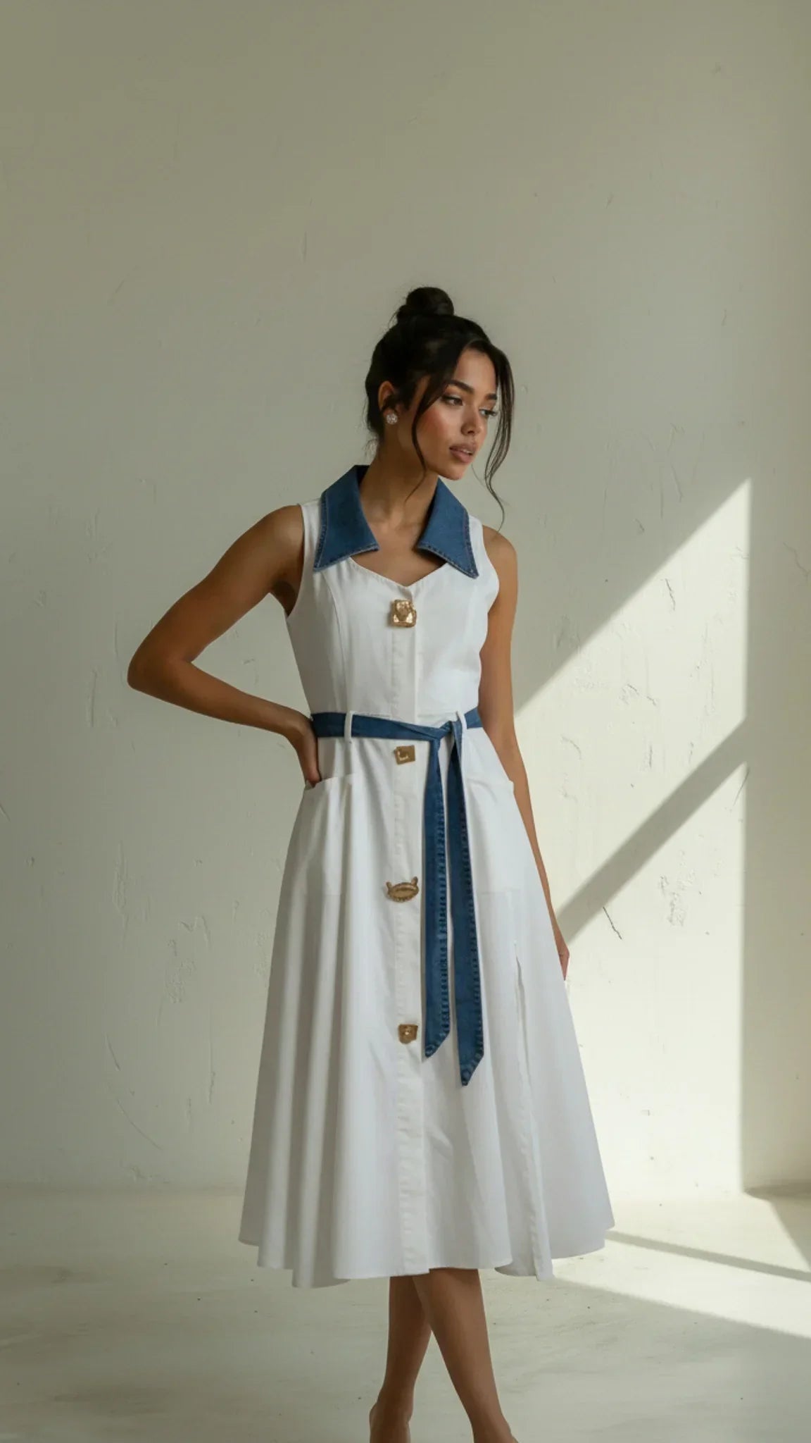Robe midi en jean Althea