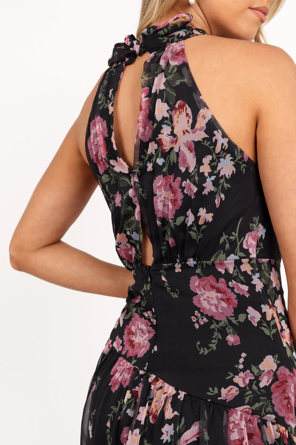 Robe longue Eden - Imprimé floral noir