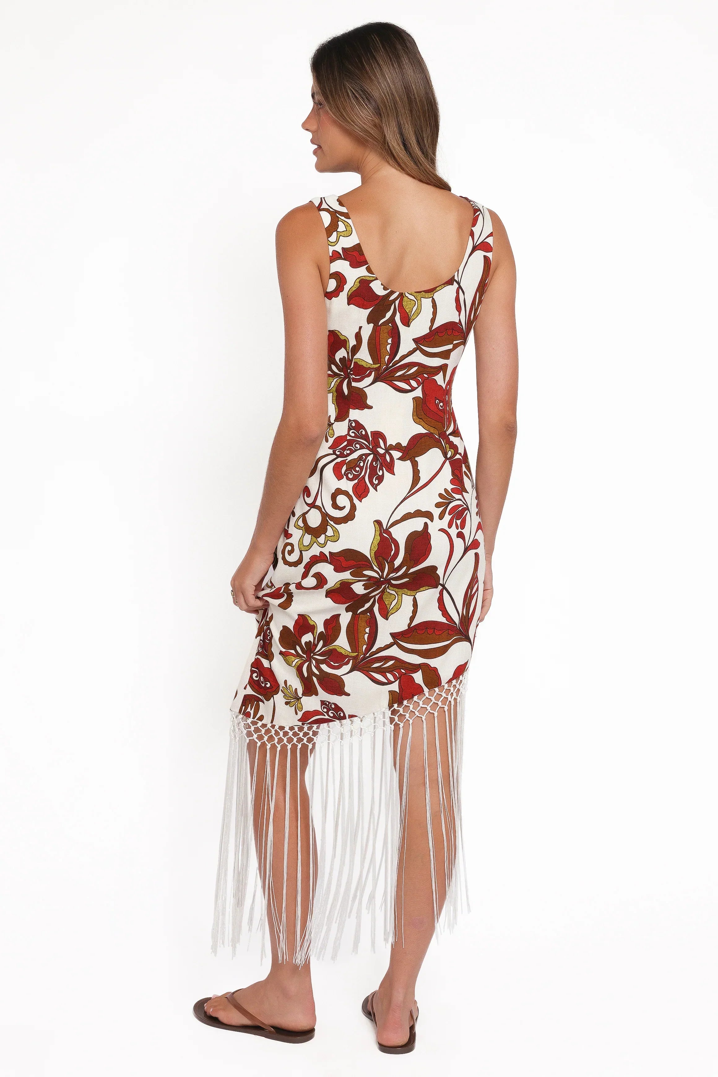 Robe midi Aquarius - Imprimé fleuri marron