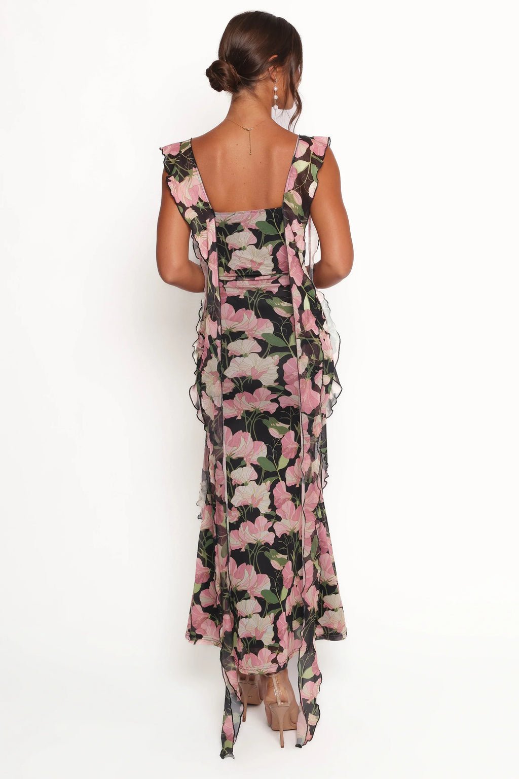 Robe longue Chiara - Noir fleuri