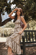Robe midi Karie - Olive/Violet foncé