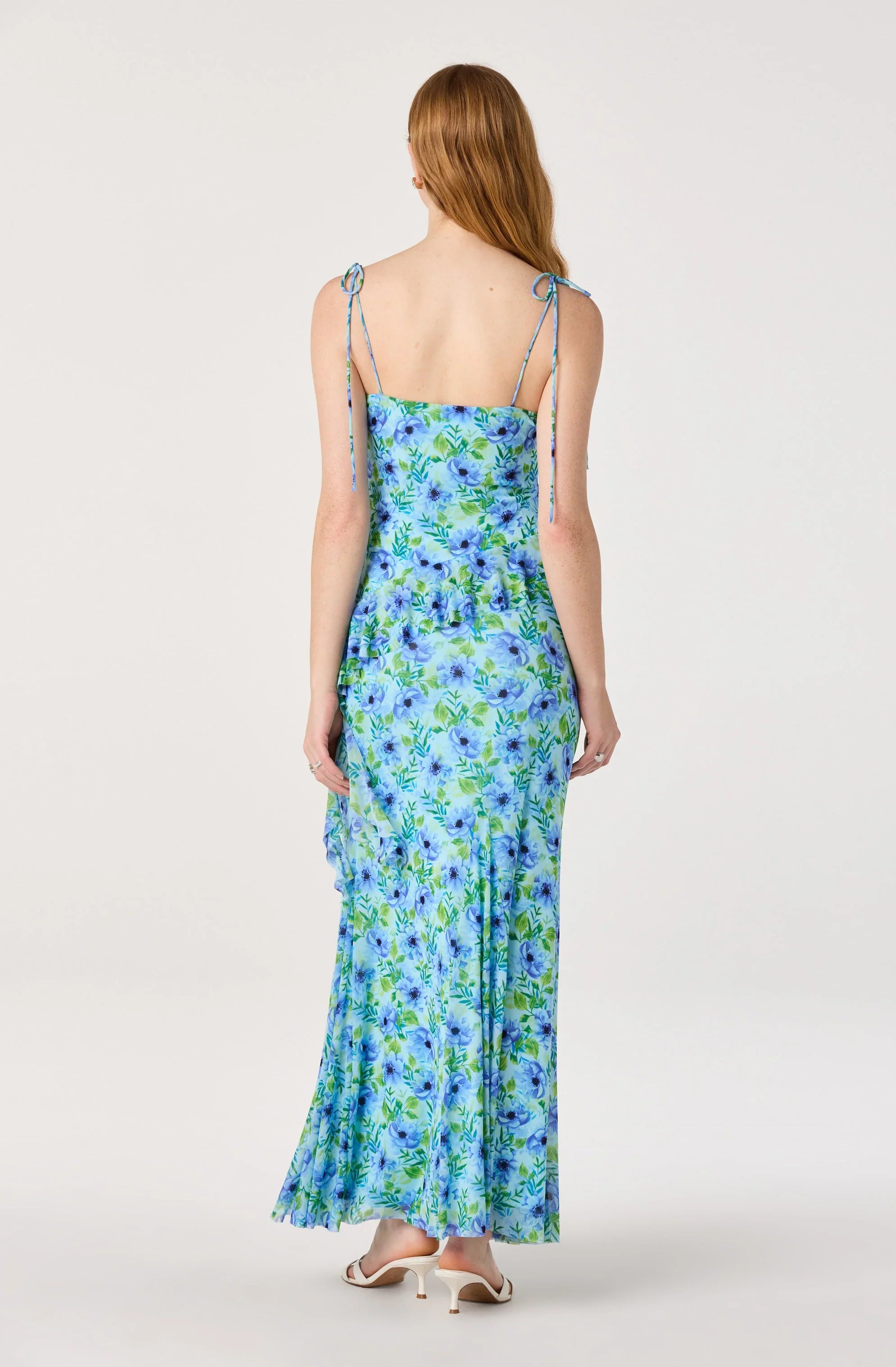 Jupe mi-longue en maille godet à motif floral Mejra